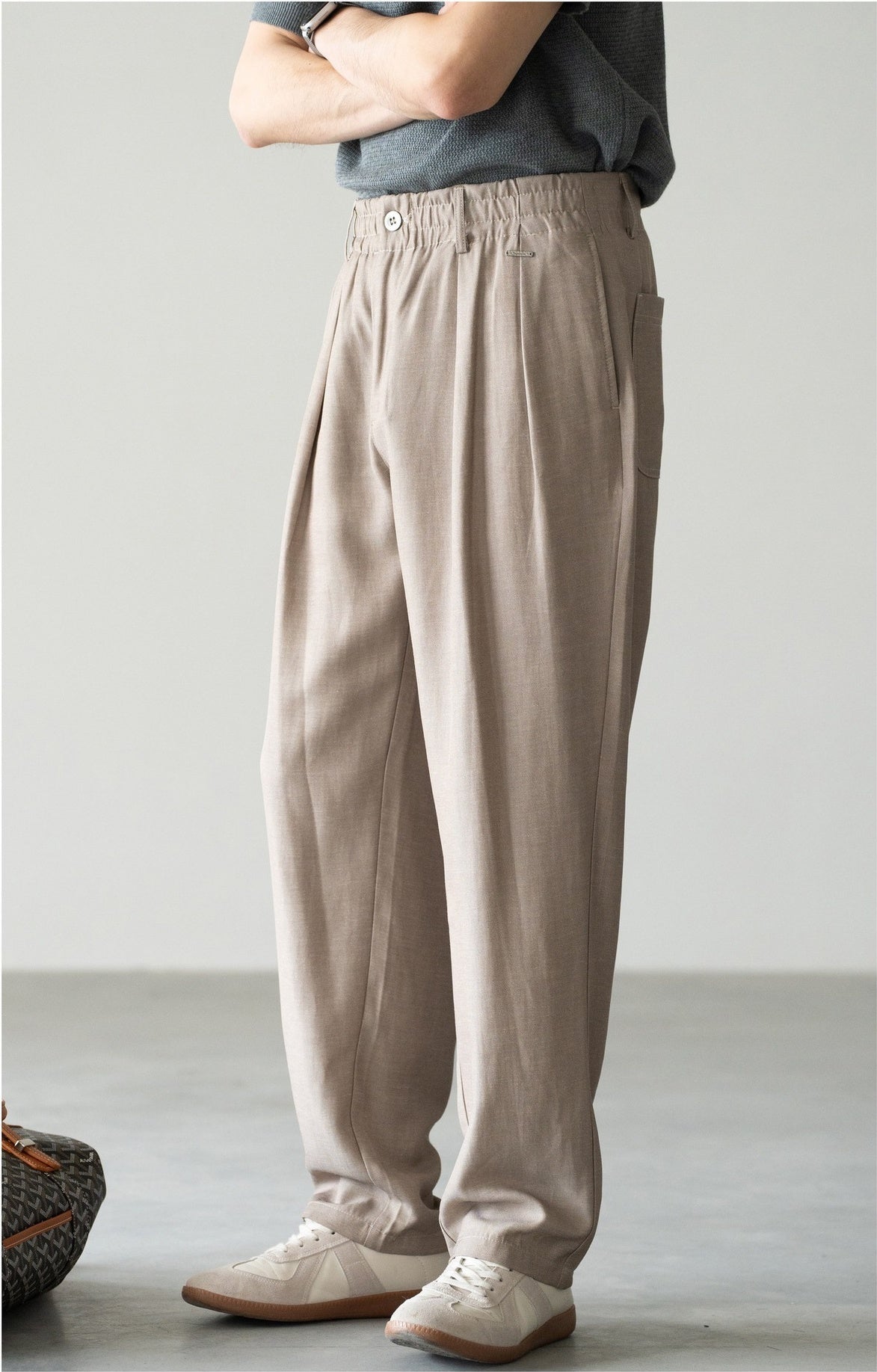 Old Money Lyocell Hemp Tapered Trousers - WARMTAUPE