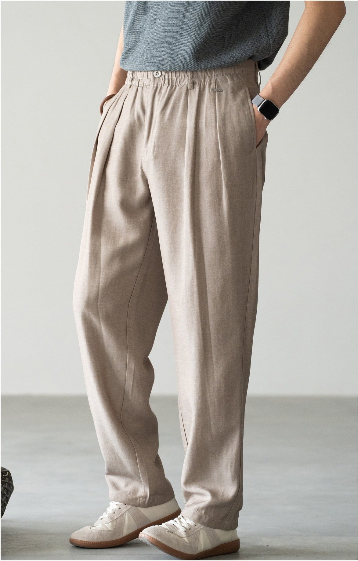 Old Money Lyocell Hemp Tapered Trousers - WARMTAUPE