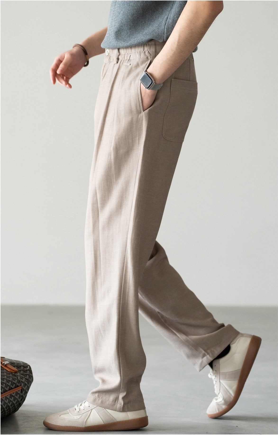 Old Money Lyocell Hemp Tapered Trousers - WARMTAUPE