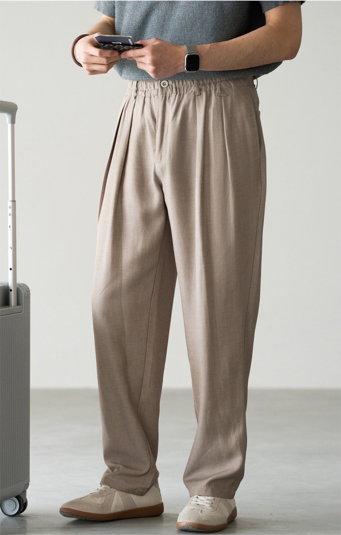 Old Money Lyocell Hemp Tapered Trousers - WARMTAUPE