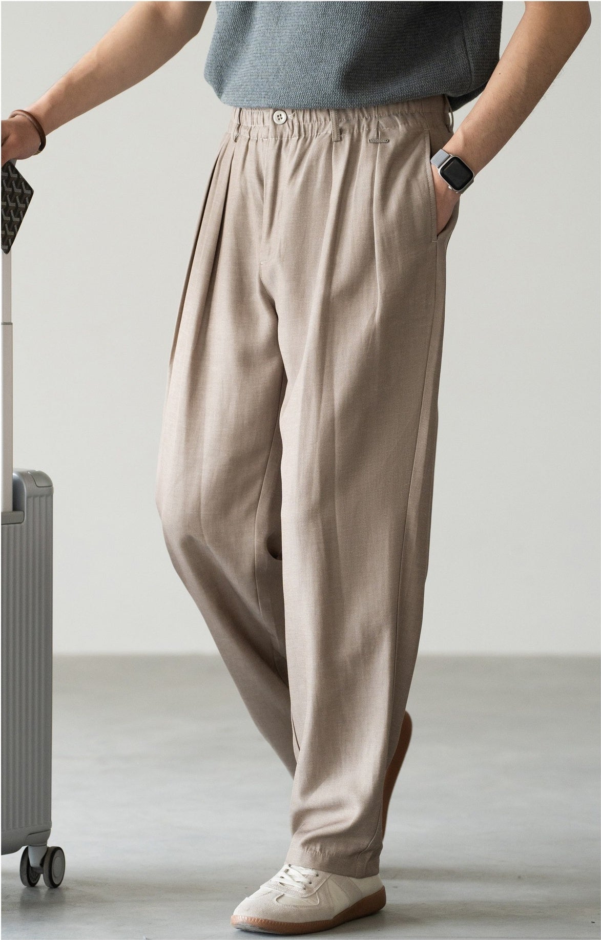 Old Money Lyocell Hemp Tapered Trousers - WARMTAUPE