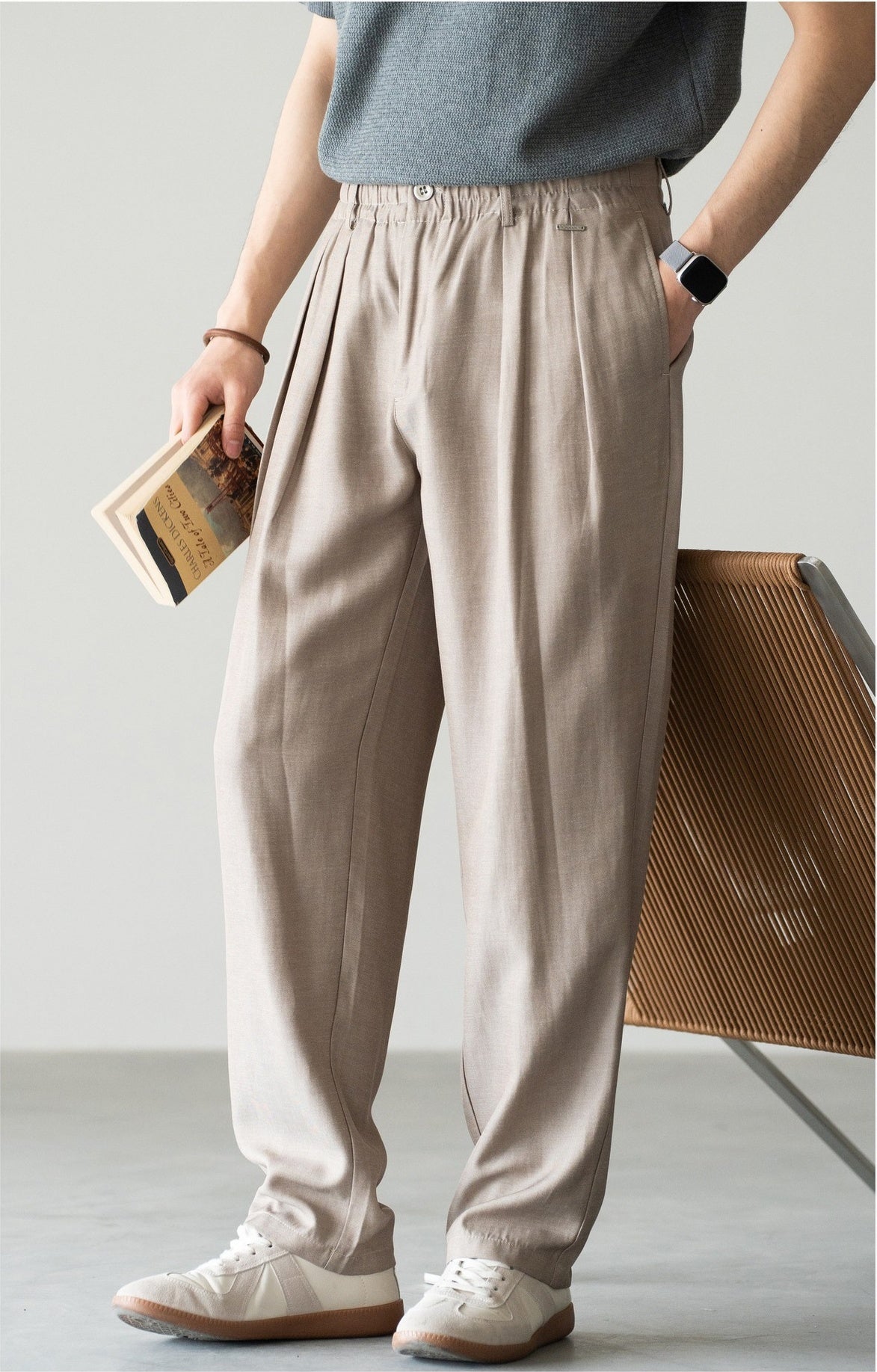 Old Money Lyocell Hemp Tapered Trousers - WARMTAUPE