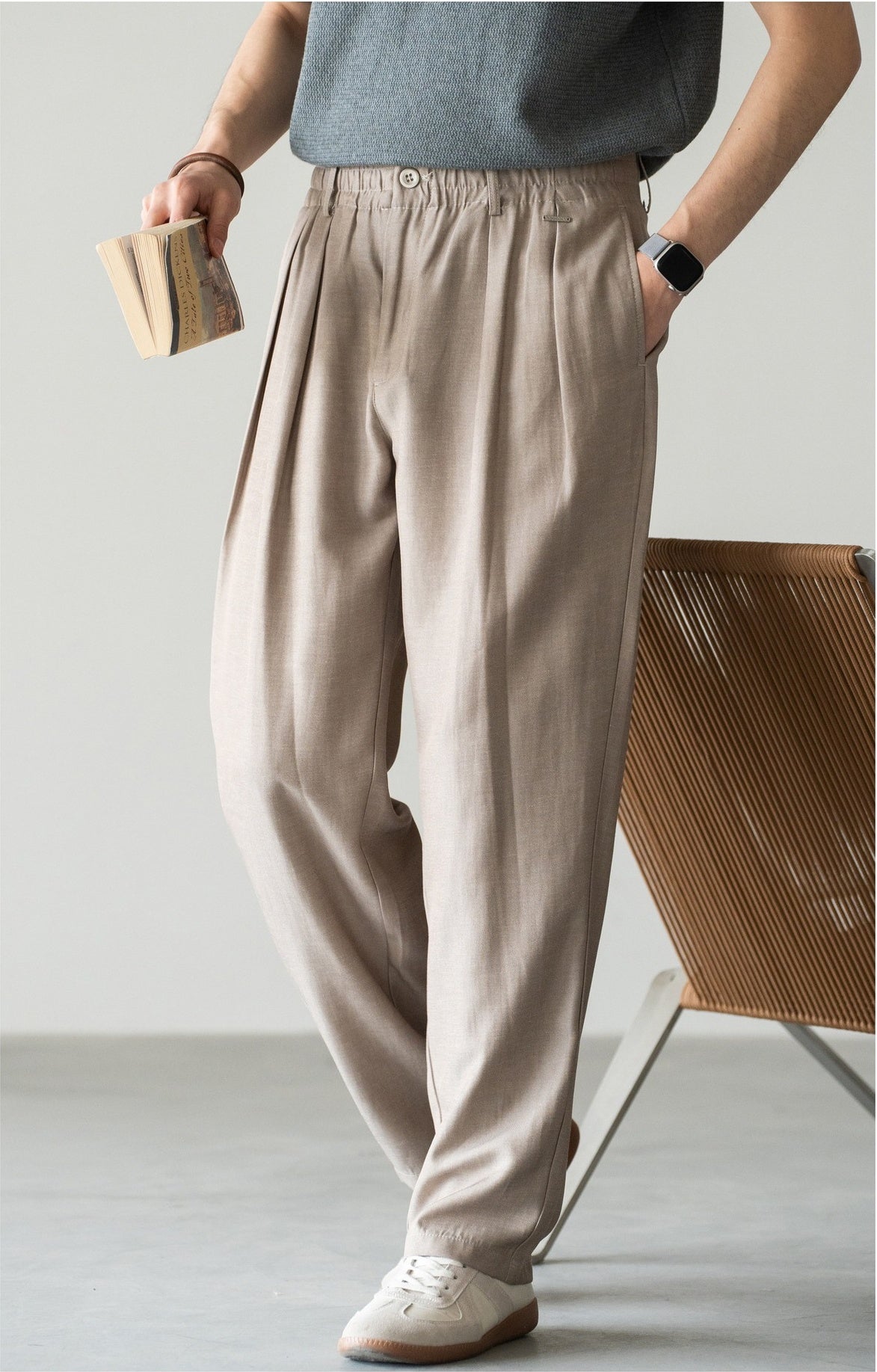 Old Money Lyocell Hemp Tapered Trousers - WARMTAUPE
