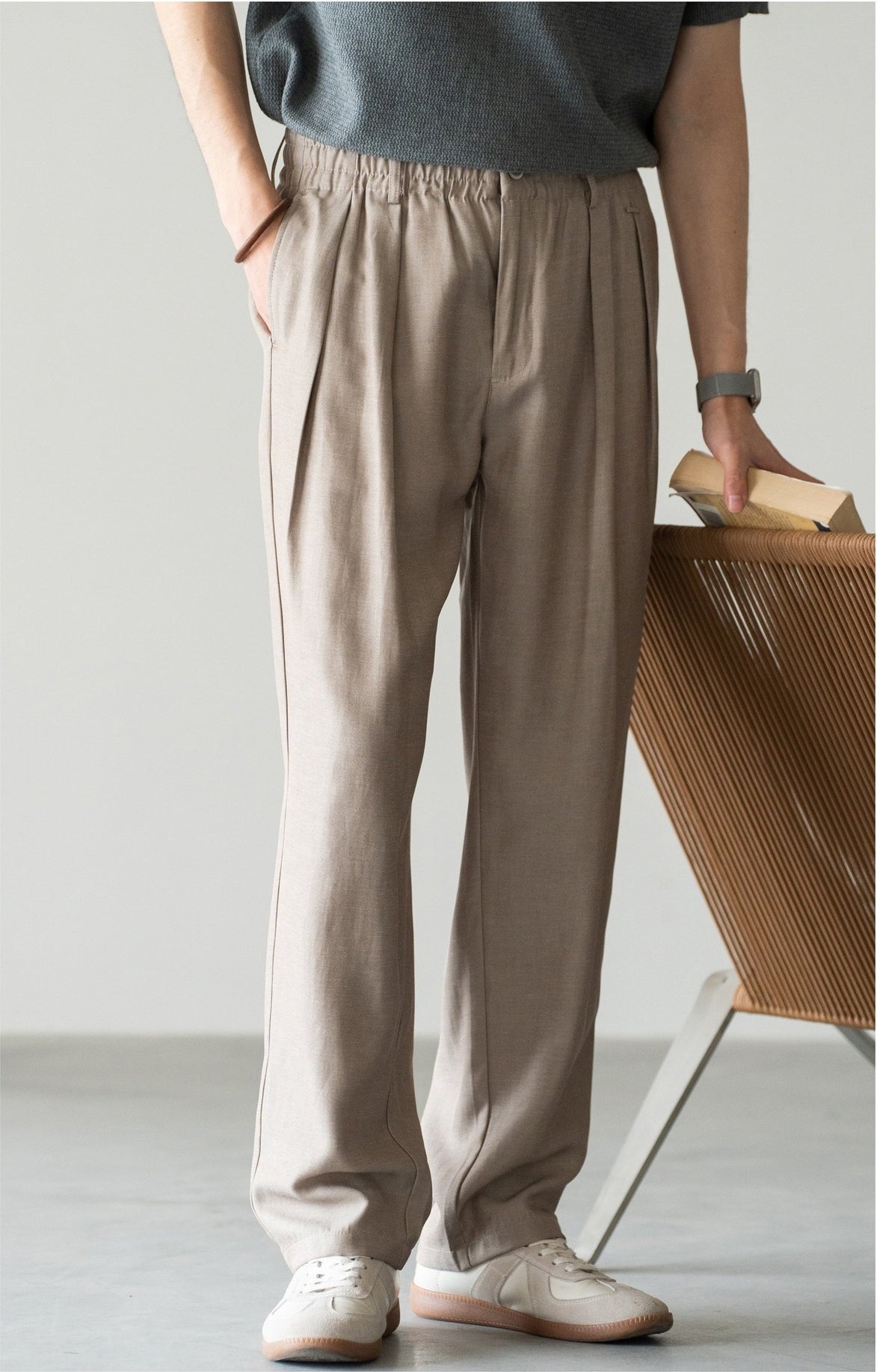 Old Money Lyocell Hemp Tapered Trousers - WARMTAUPE