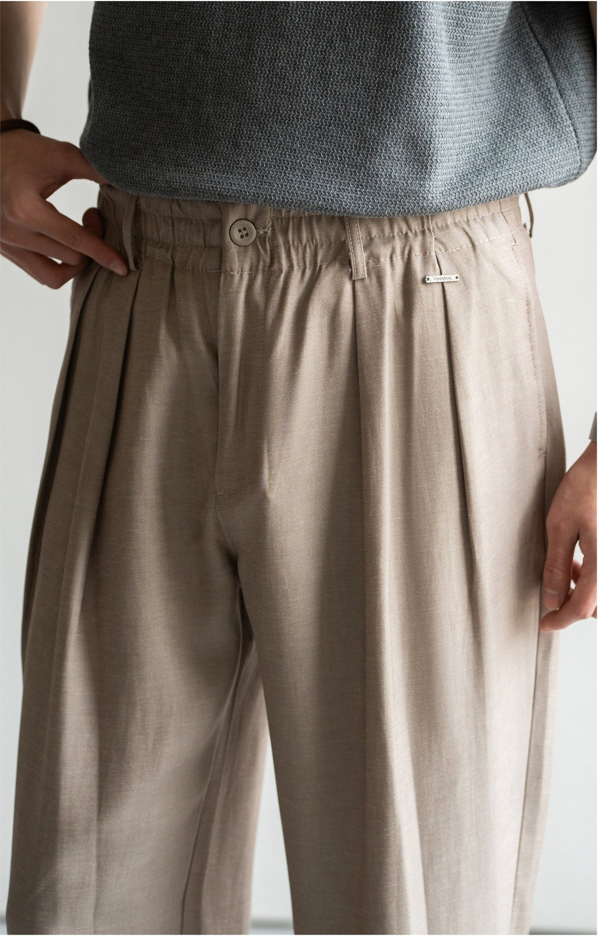 Old Money Lyocell Hemp Tapered Trousers - WARMTAUPE