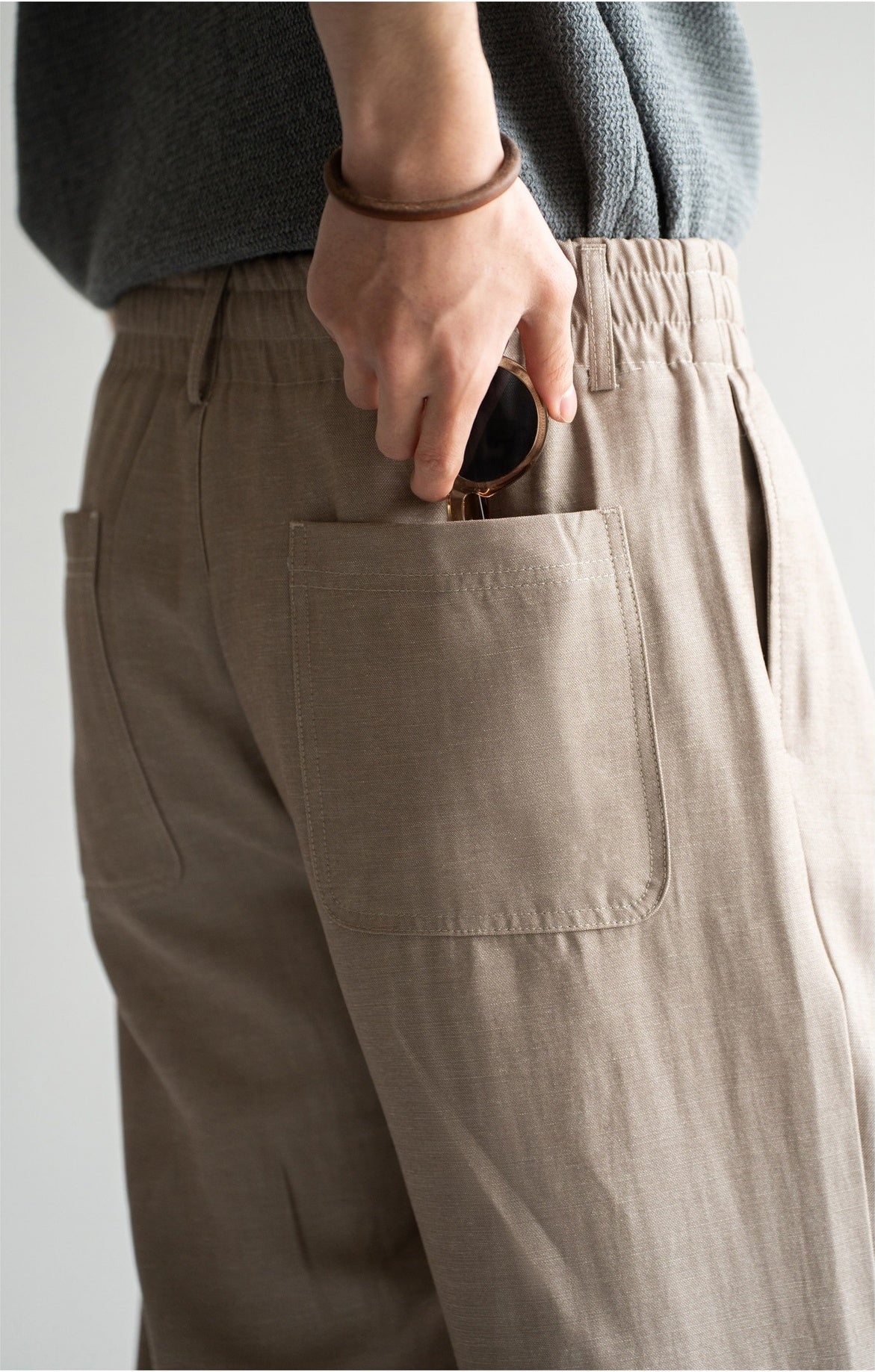 Old Money Lyocell Hemp Tapered Trousers - WARMTAUPE