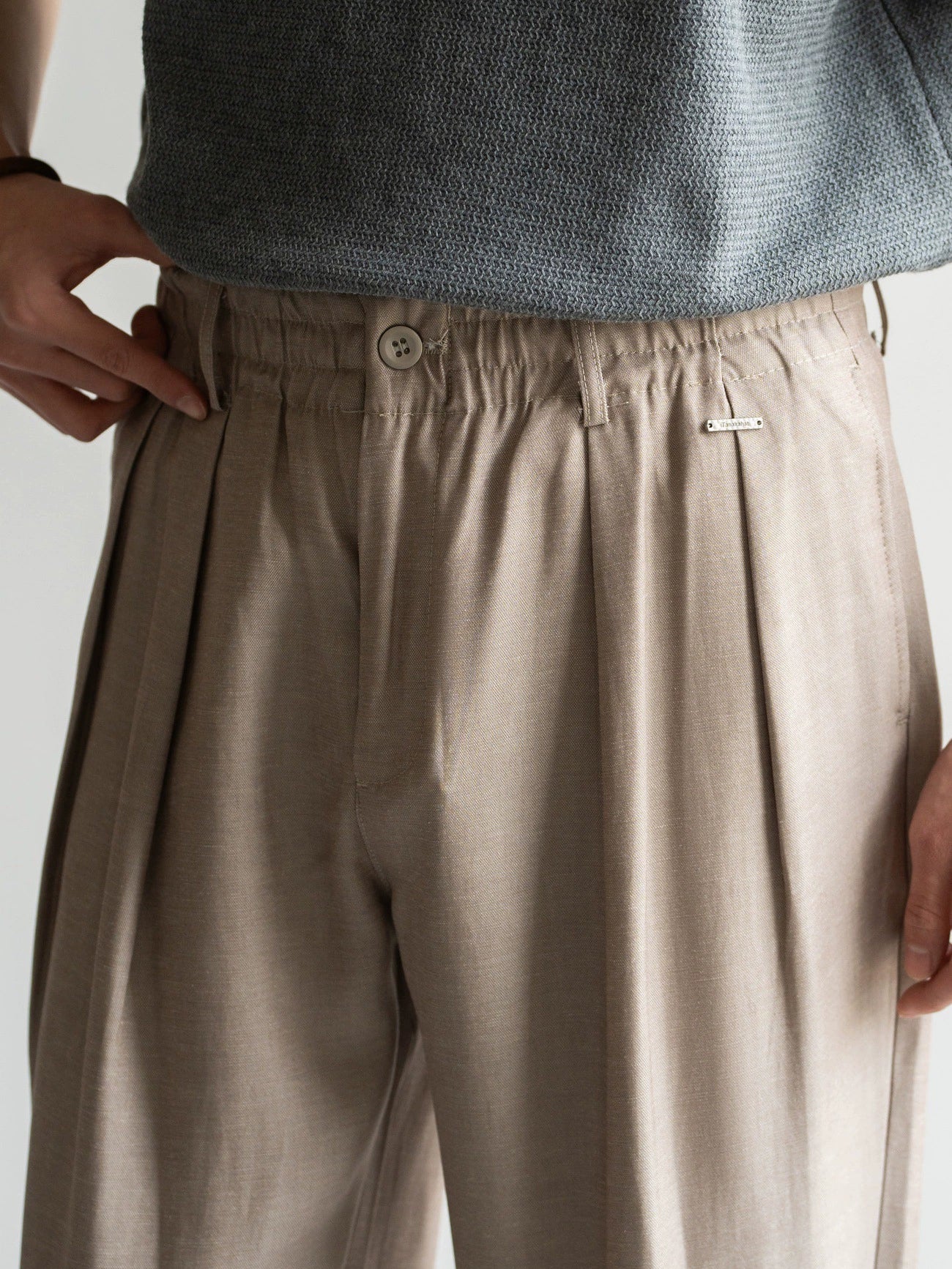 Old Money Lyocell Hemp Tapered Trousers - WARMTAUPE