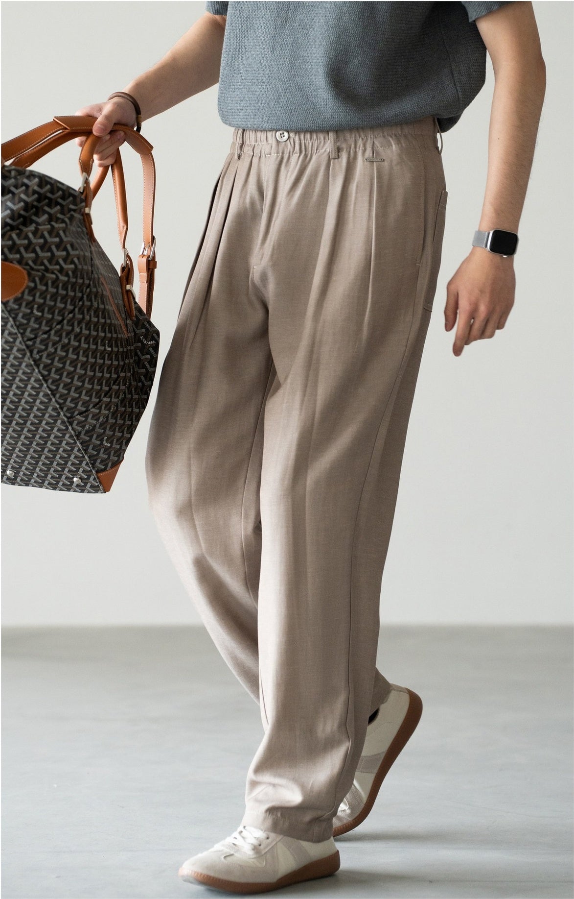 Old Money Lyocell Hemp Tapered Trousers - WARMTAUPE