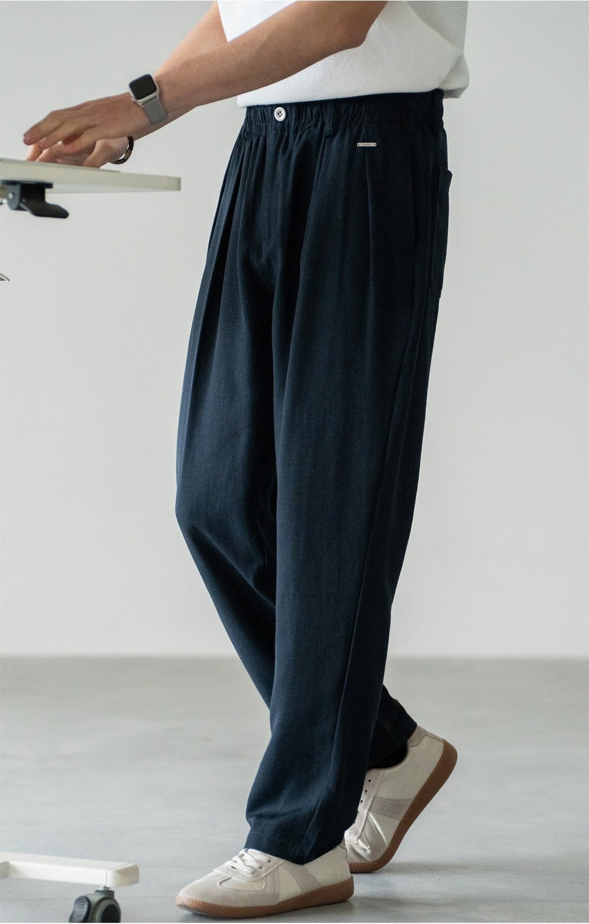 Old Money Lyocell Hemp Tapered Trousers - NAVYBLUE
