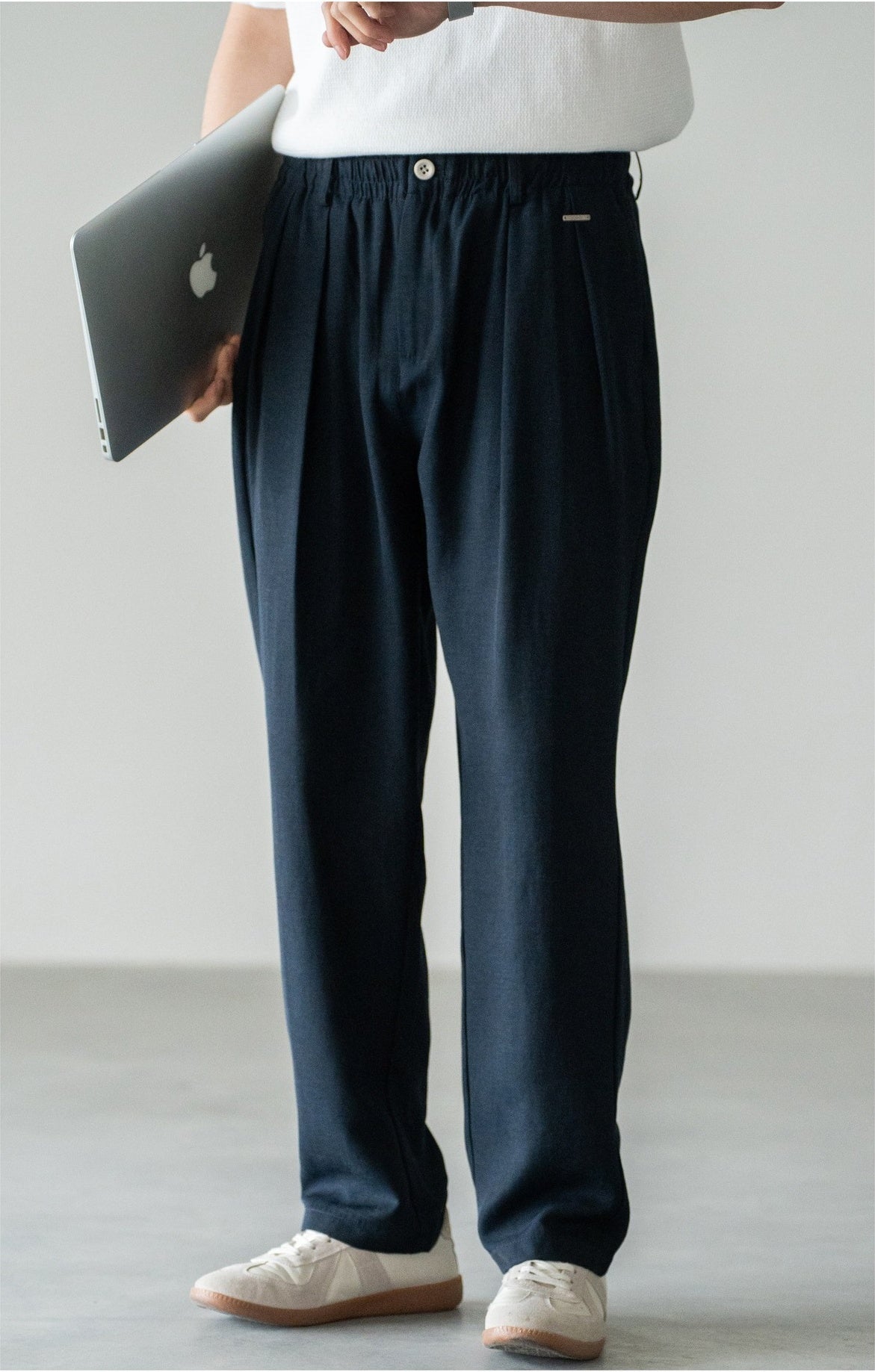 Old Money Lyocell Hemp Tapered Trousers - NAVYBLUE