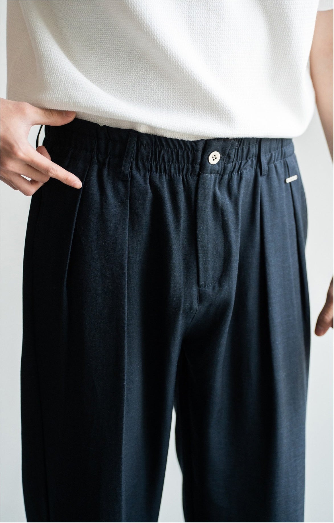 Old Money Lyocell Hemp Tapered Trousers - NAVYBLUE
