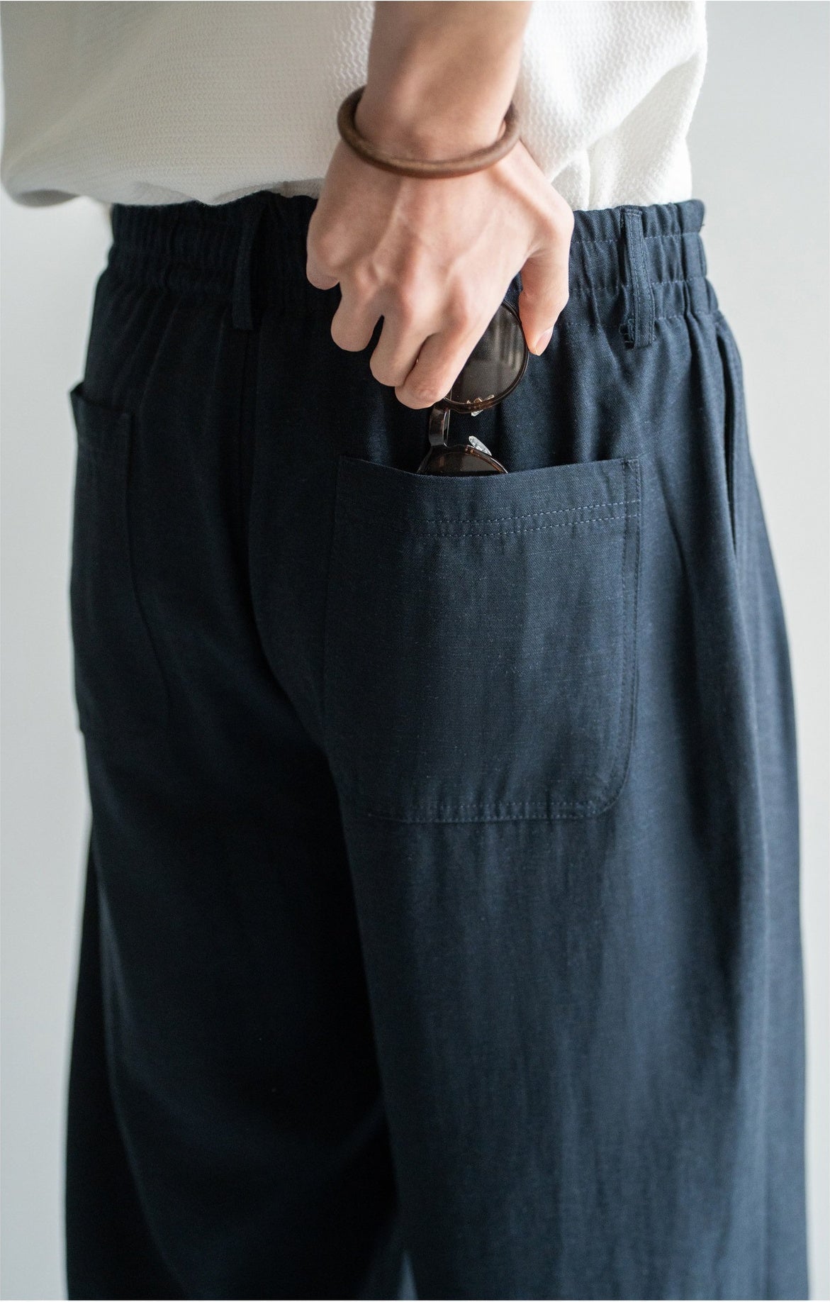 Old Money Lyocell Hemp Tapered Trousers - NAVYBLUE