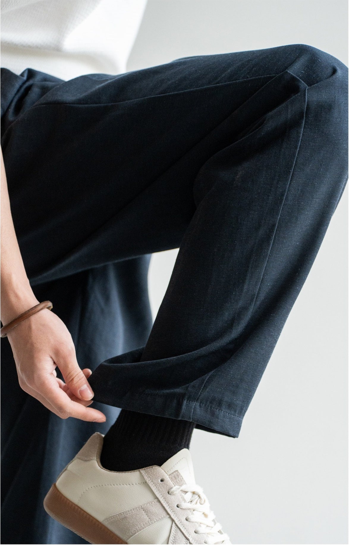 Old Money Lyocell Hemp Tapered Trousers - NAVYBLUE