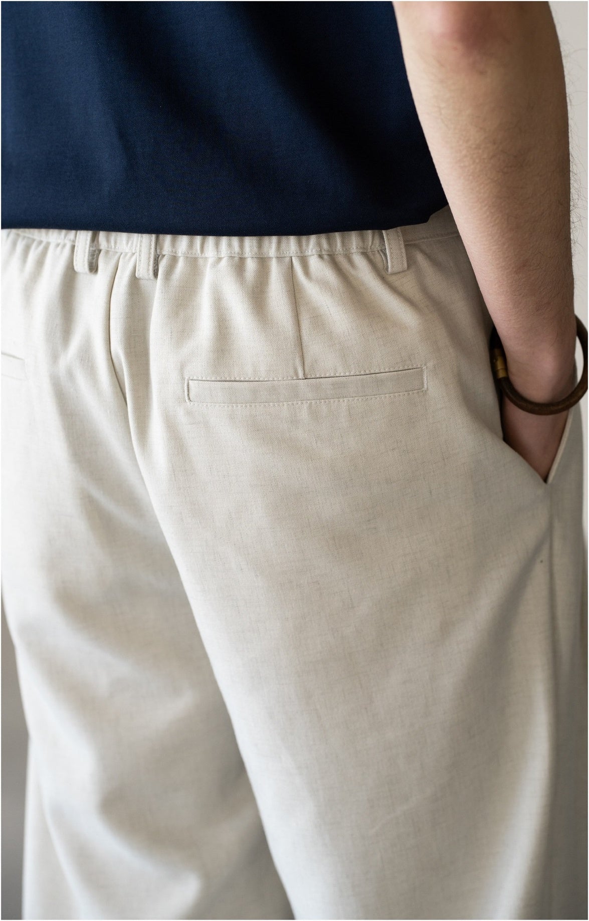Old Money Tencel Linen Double Pleated Trousers - APRICOT