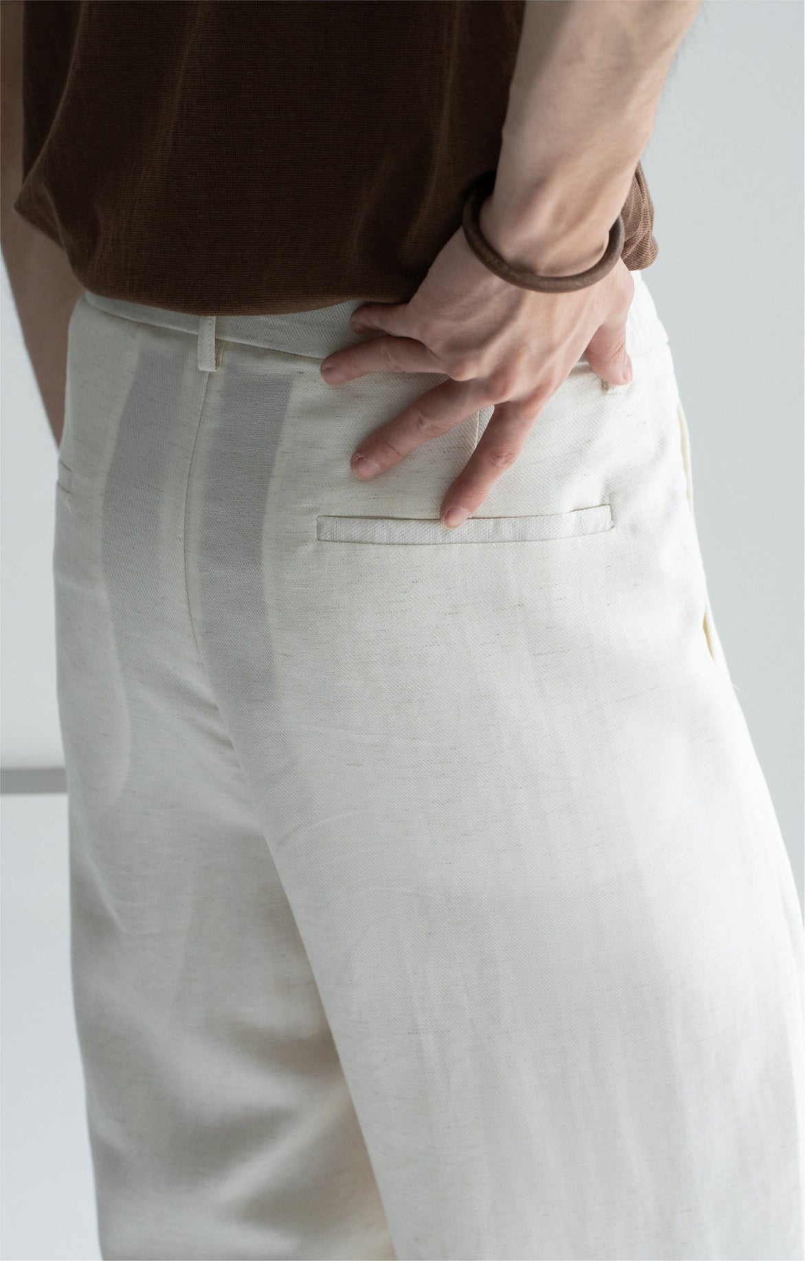 Old Money Linen Lyocell Straight Trousers - APRICOT