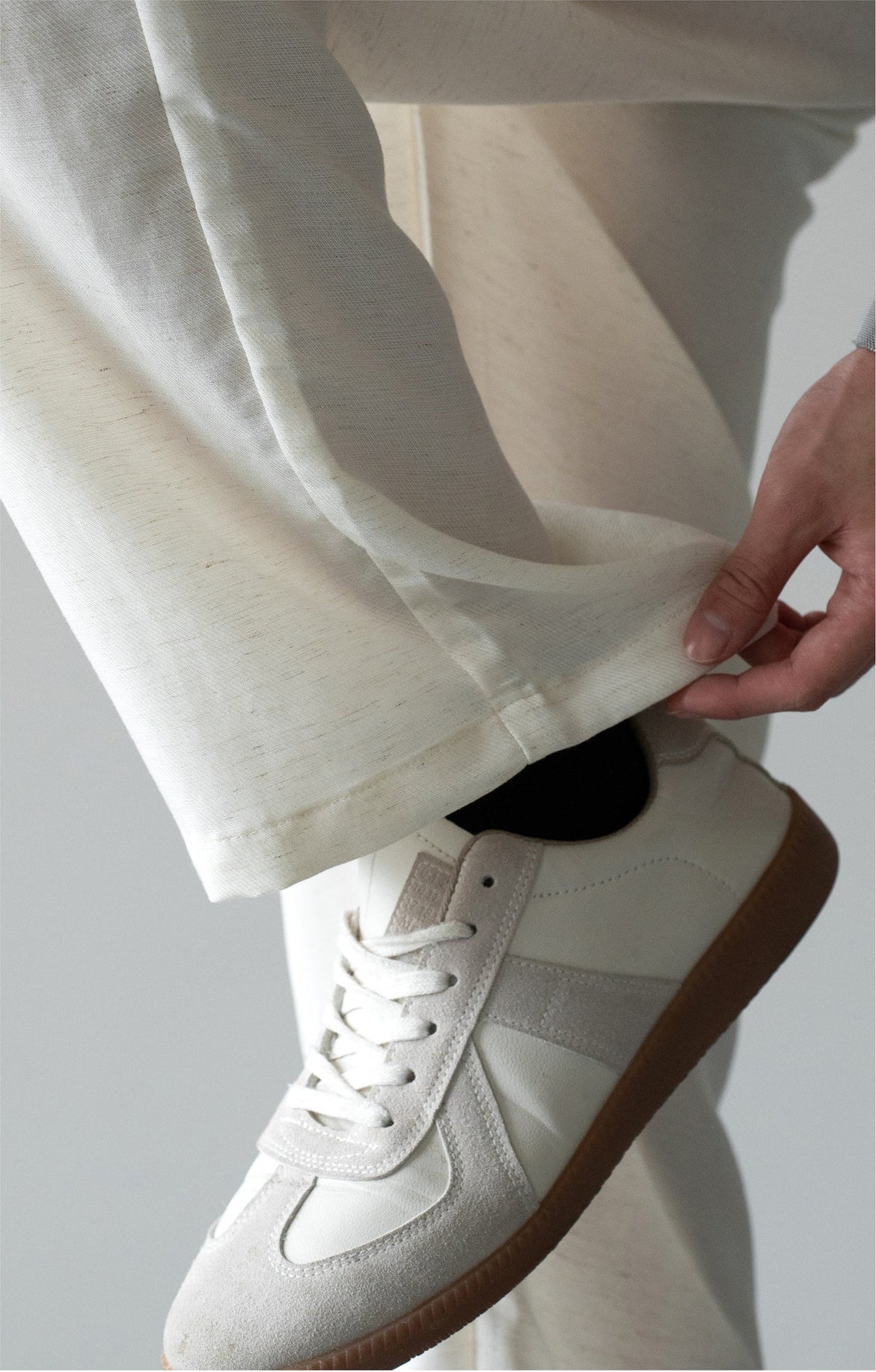 Old Money Linen Lyocell Straight Trousers - APRICOT