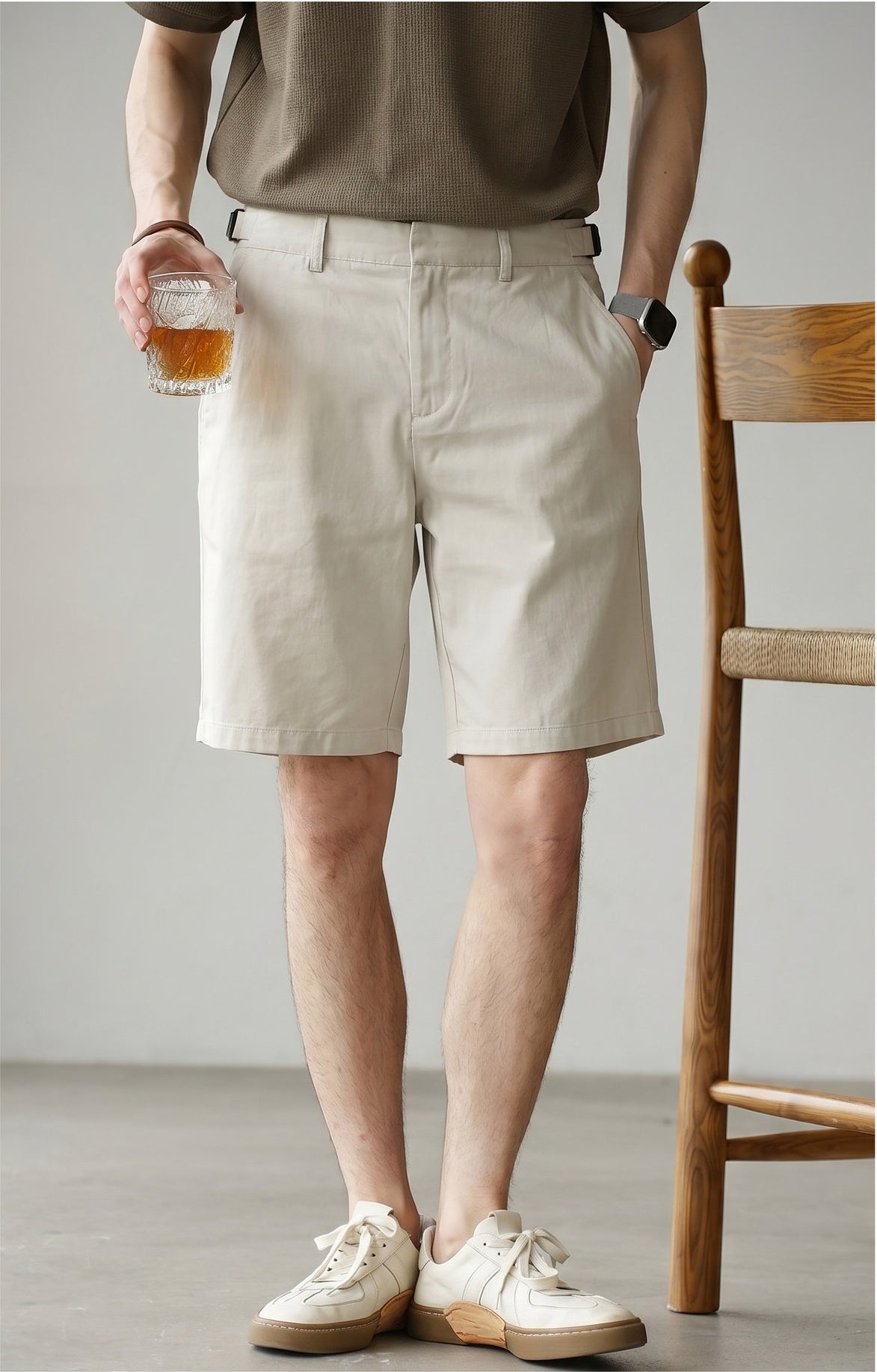 Old Money Lyocell Cotton Shorts - APRICOT