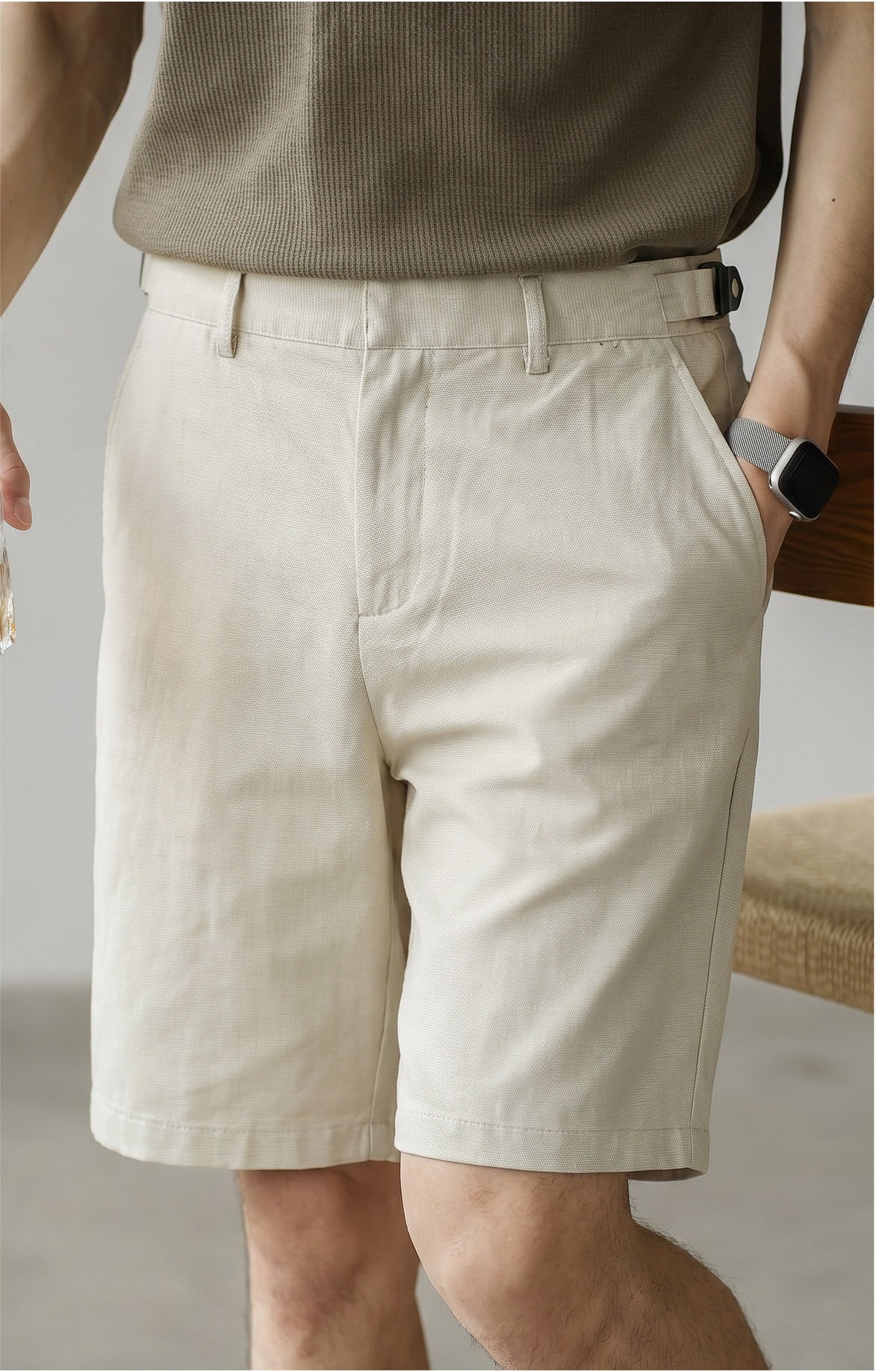 Old Money Lyocell Cotton Shorts - APRICOT