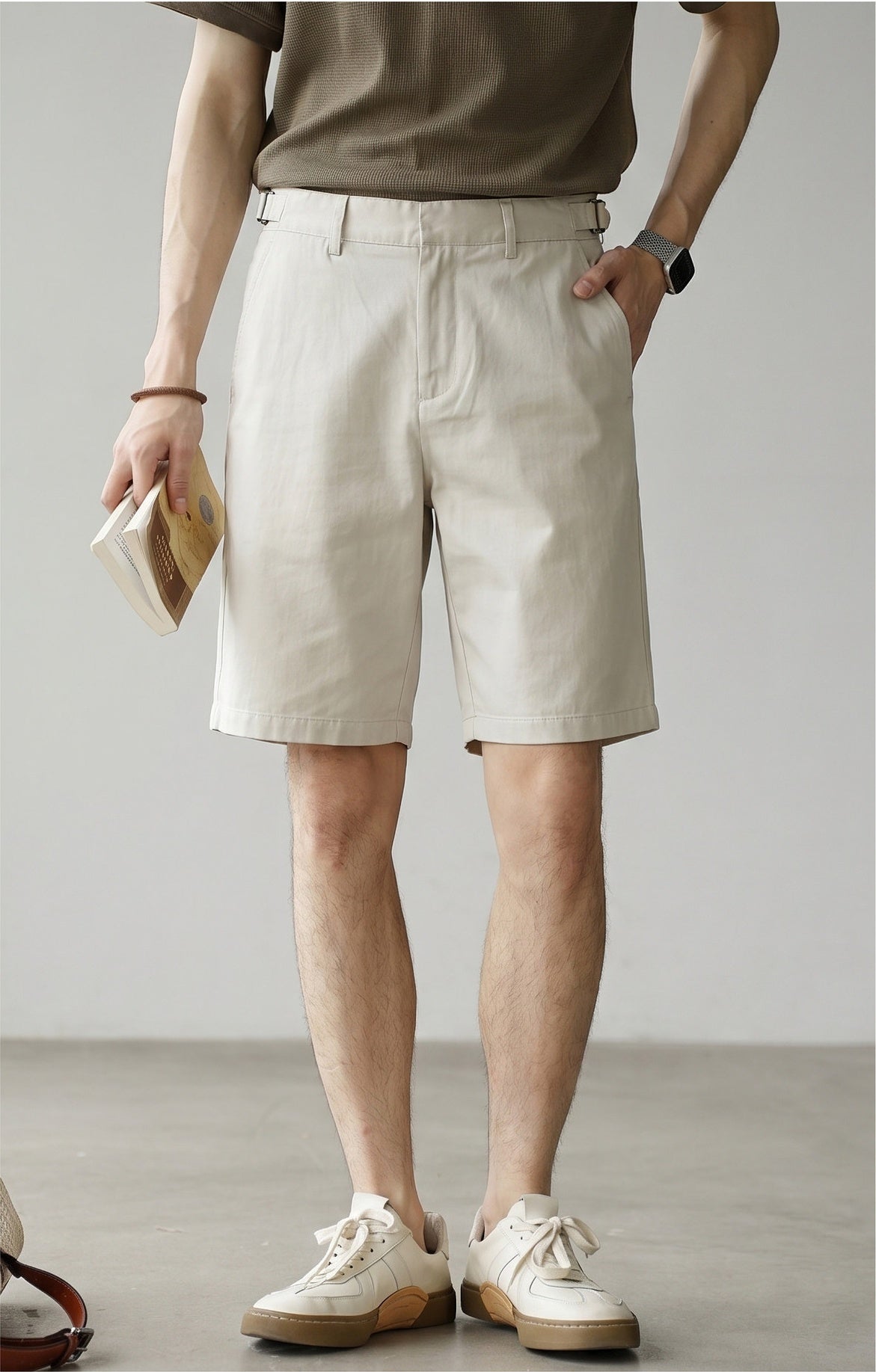 Old Money Lyocell Cotton Shorts - APRICOT