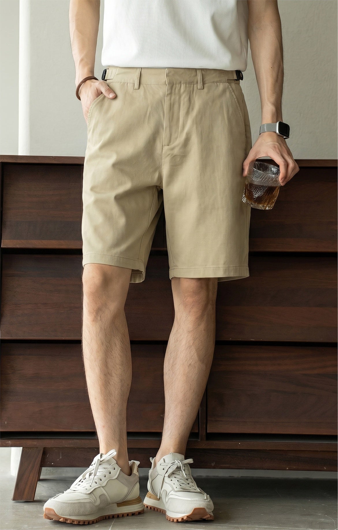 Old Money Lyocell Cotton Shorts - KHAKI