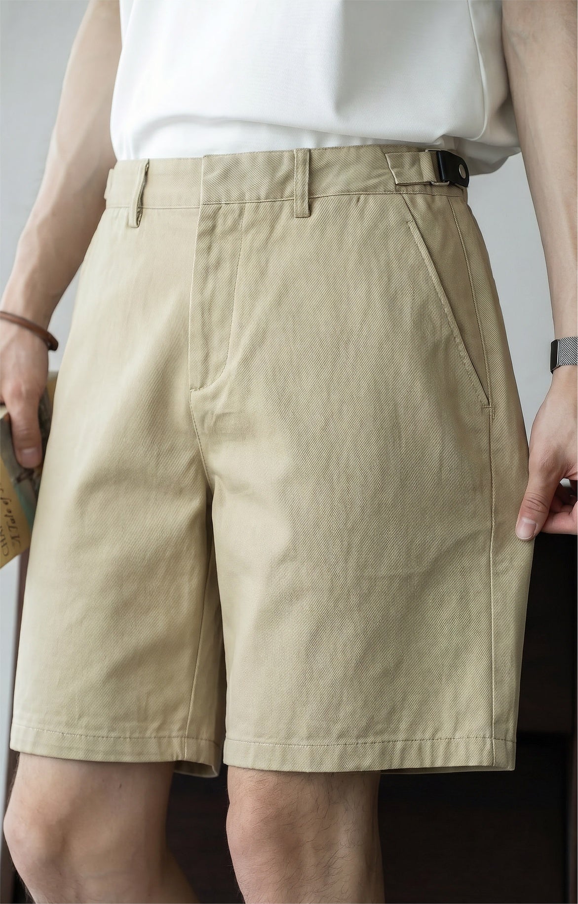 Old Money Lyocell Cotton Shorts - KHAKI