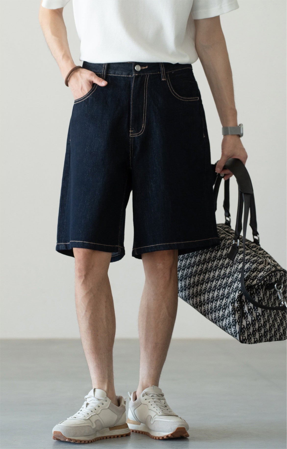 Old Money Soft Denim 81% Cotton Flow Shorts - INDIGO