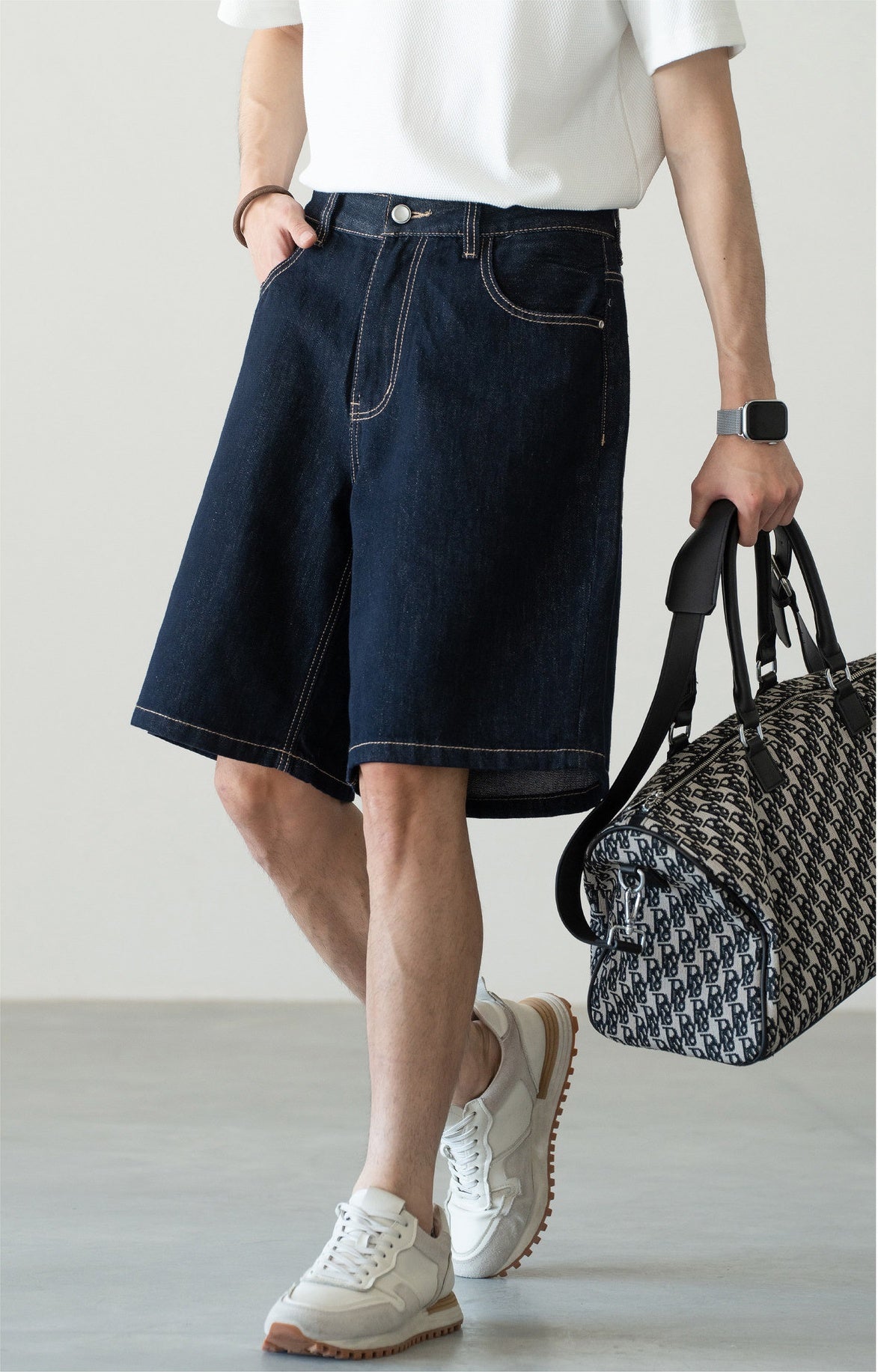 Old Money Soft Denim 81% Cotton Flow Shorts - INDIGO