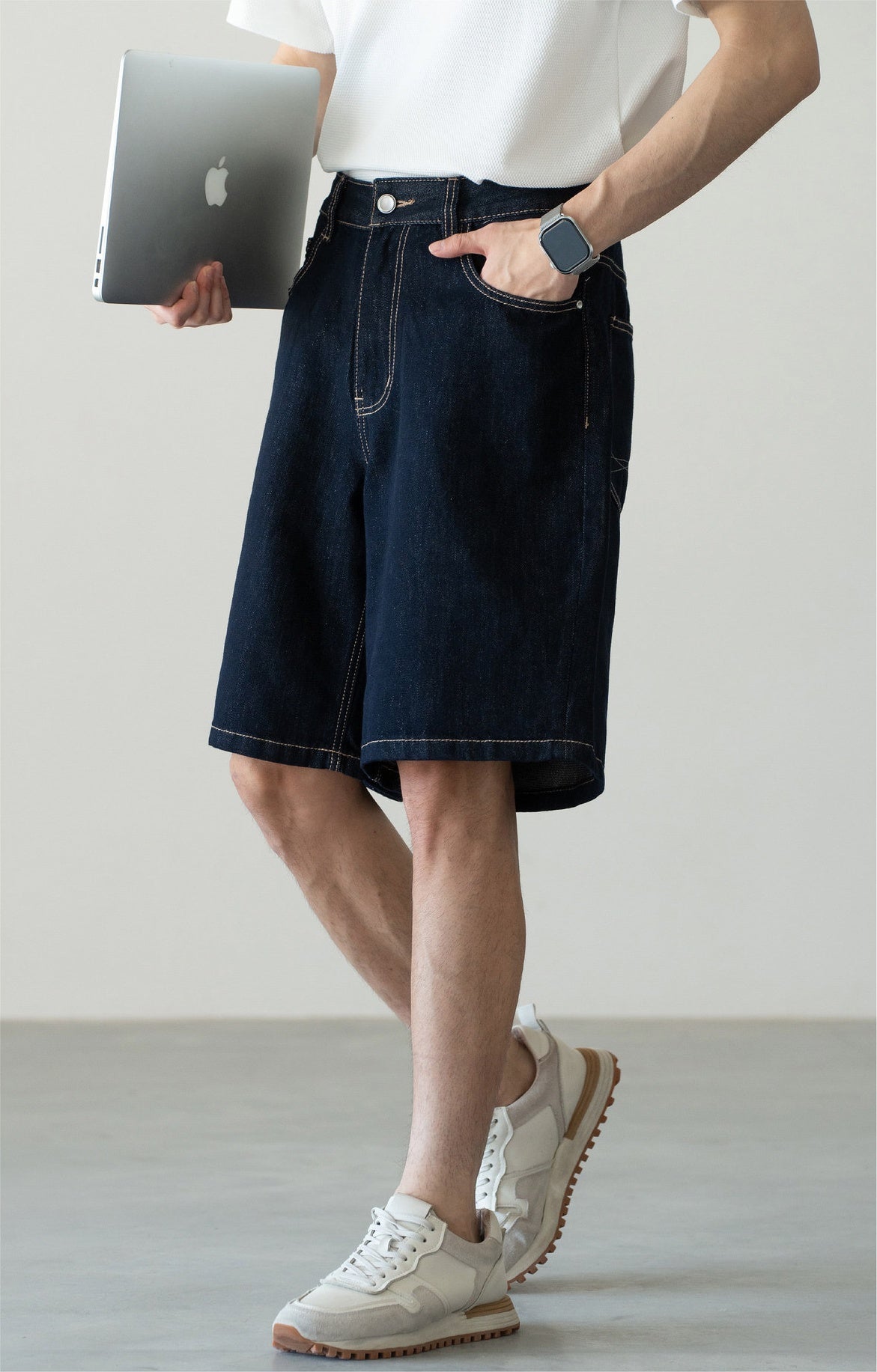 Old Money Soft Denim 81% Cotton Flow Shorts - INDIGO