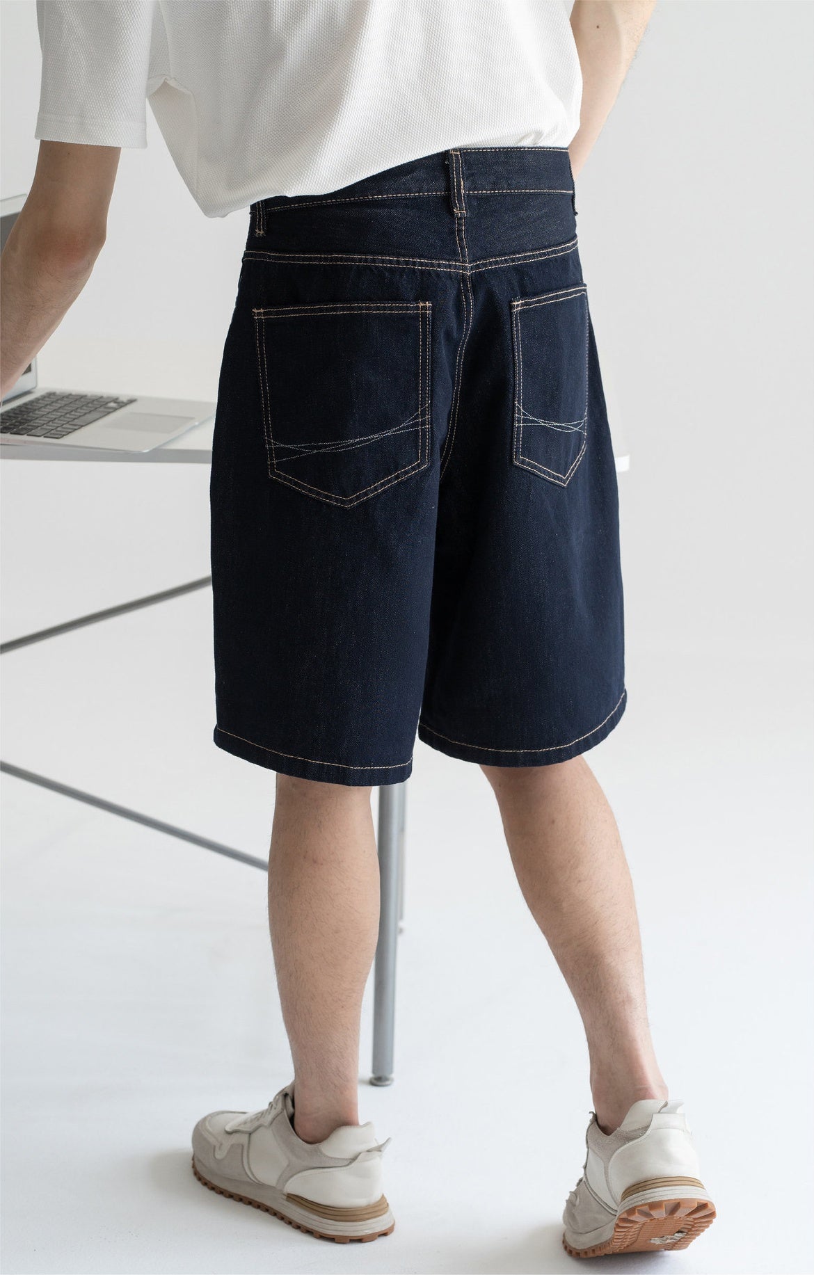 Old Money Soft Denim 81% Cotton Flow Shorts - INDIGO