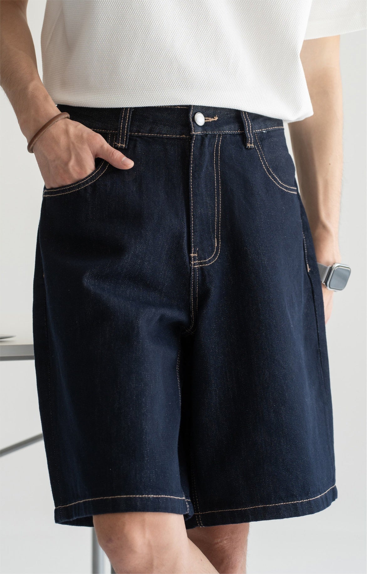 Old Money Soft Denim 81% Cotton Flow Shorts - INDIGO
