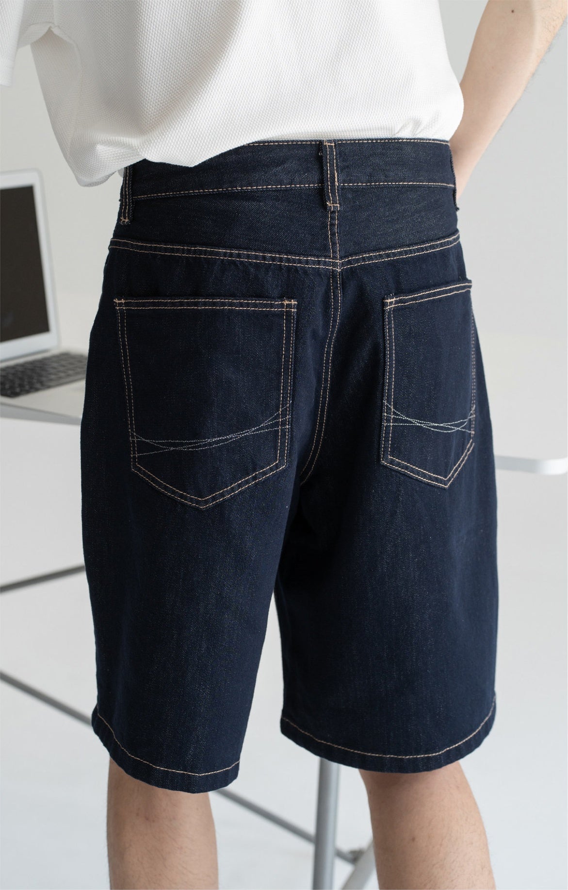 Old Money Soft Denim 81% Cotton Flow Shorts - INDIGO