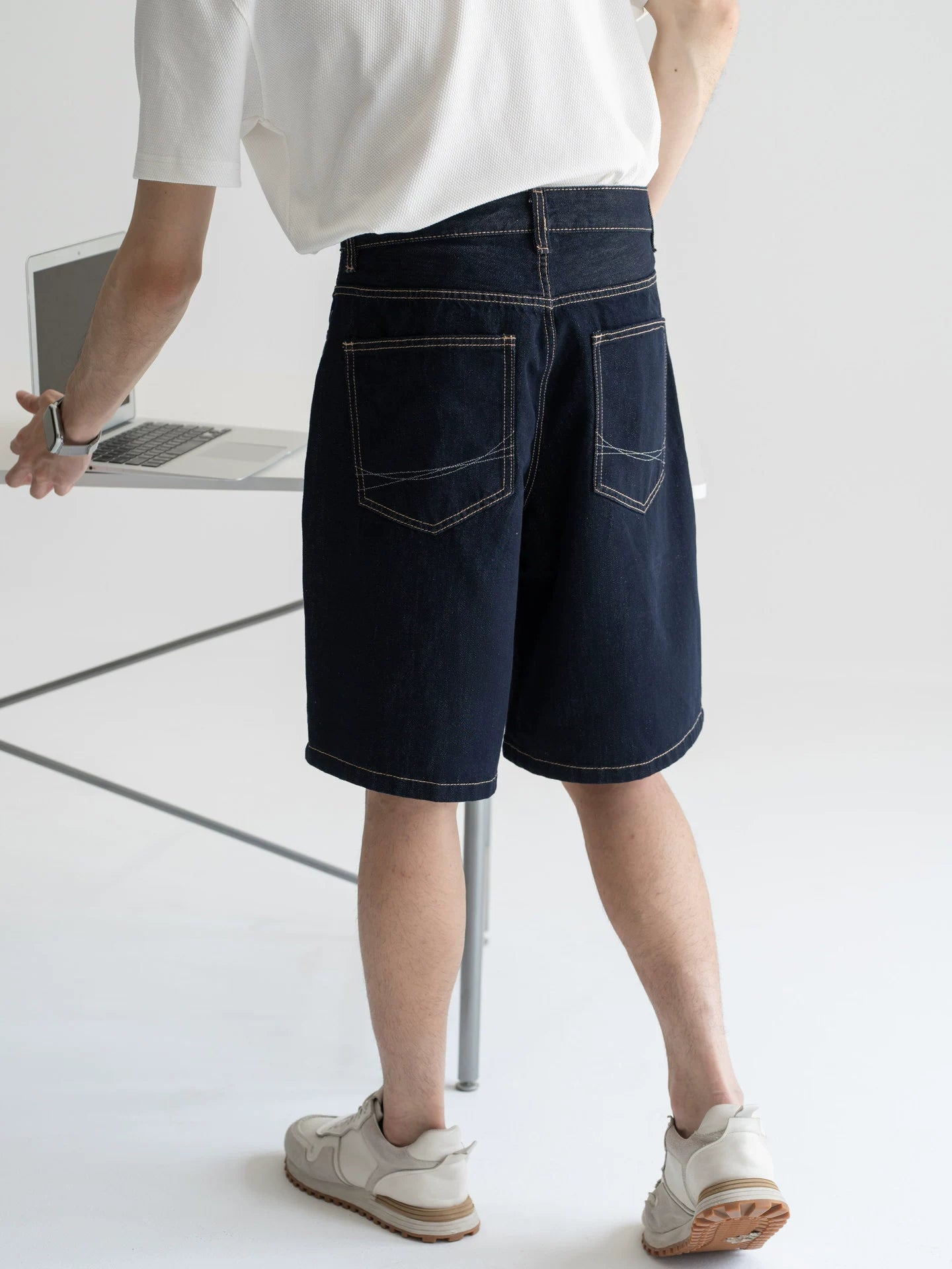 Old Money Soft Denim 81% Cotton Flow Shorts - INDIGO