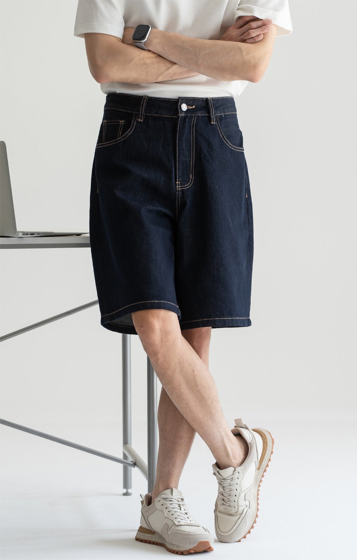 Old Money Soft Denim 81% Cotton Flow Shorts - INDIGO