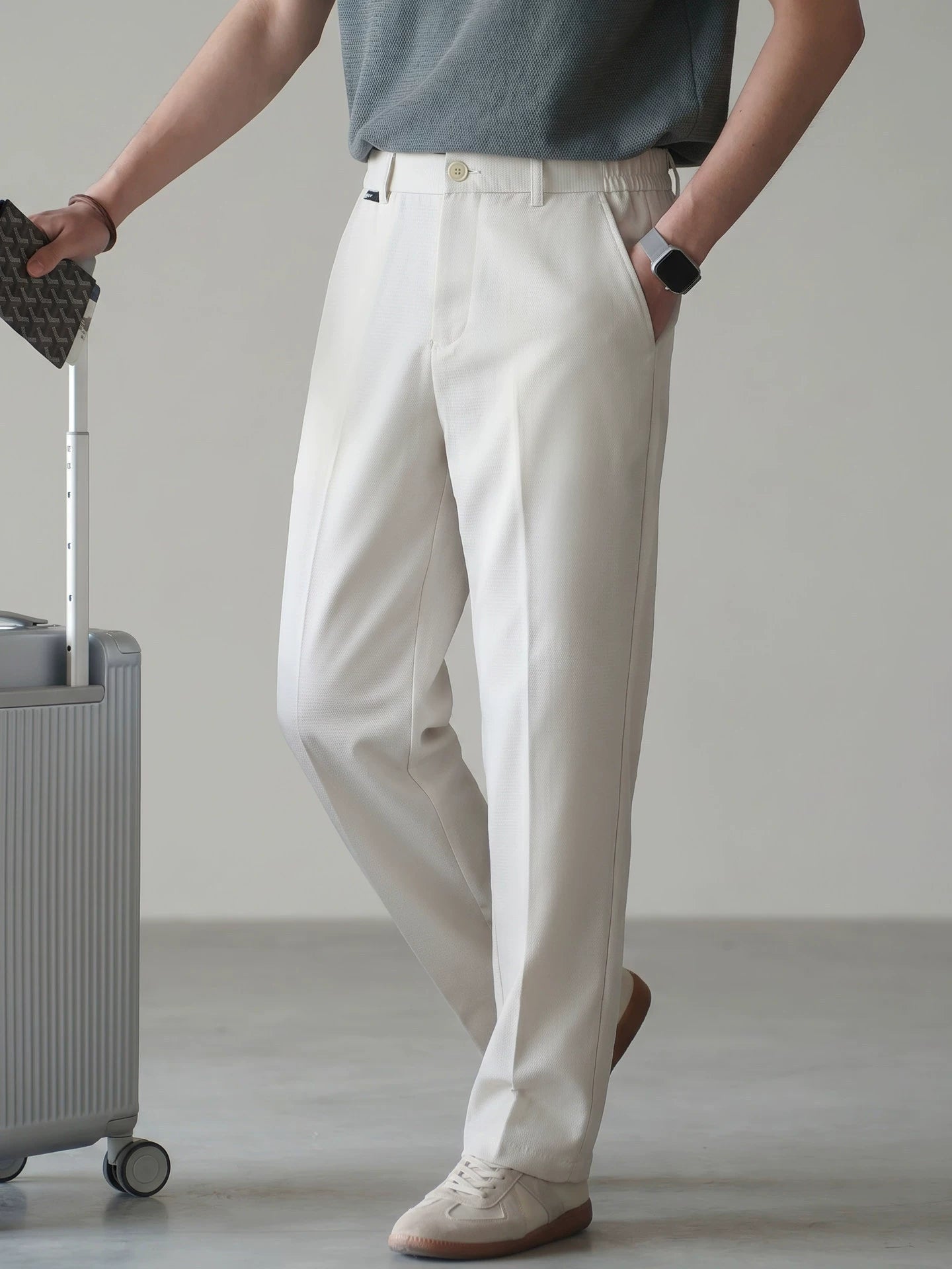 Old Money Lyocell Cotton Drape Trousers - APRICOT