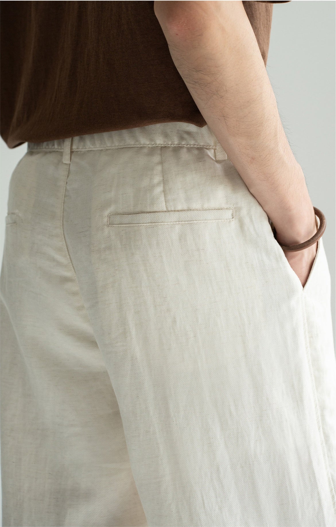 Old Money Linen Lyocell Textured Trousers - APRICOT