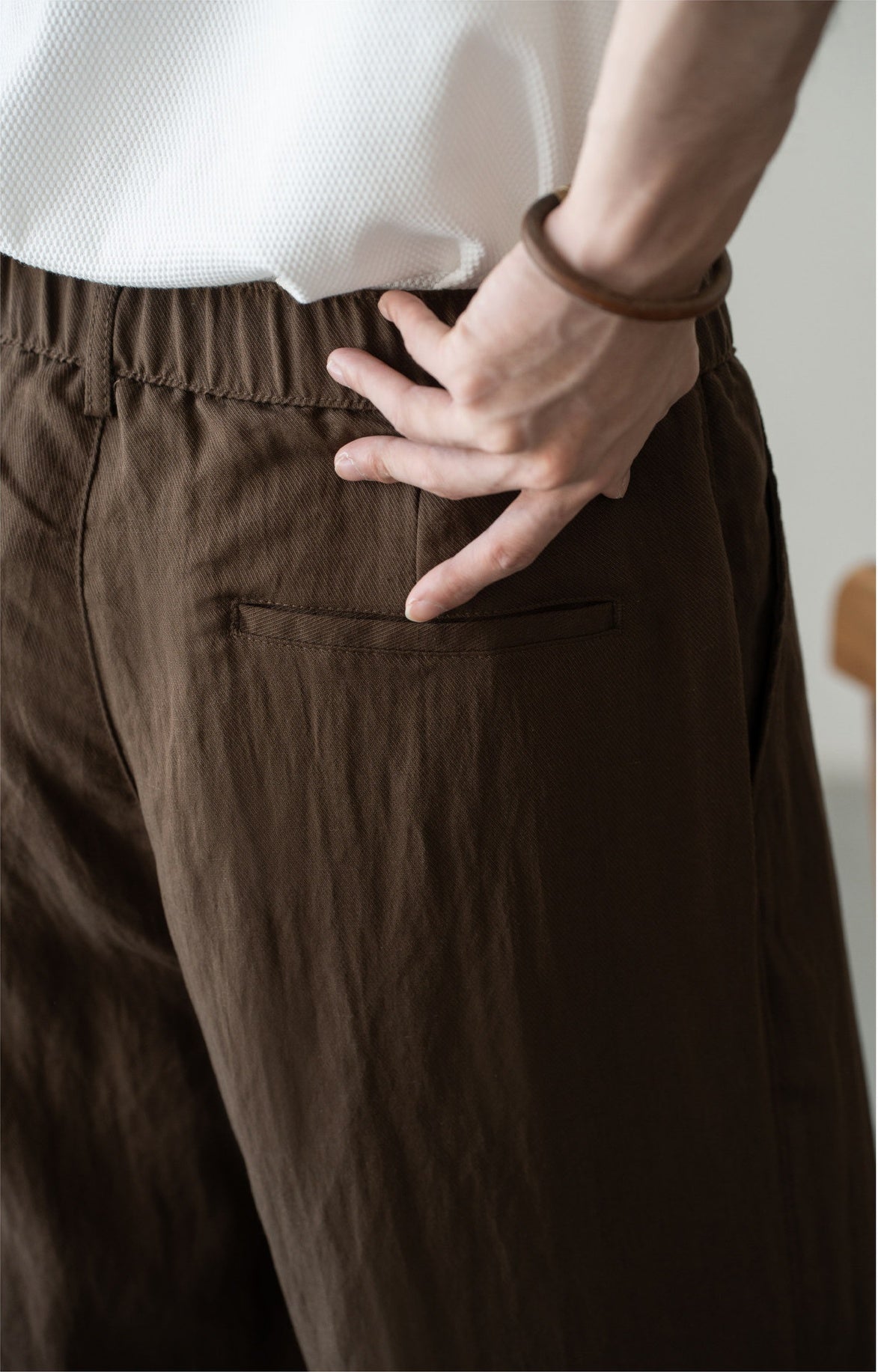 Old Money Linen Lyocell Textured Trousers - COFFEE