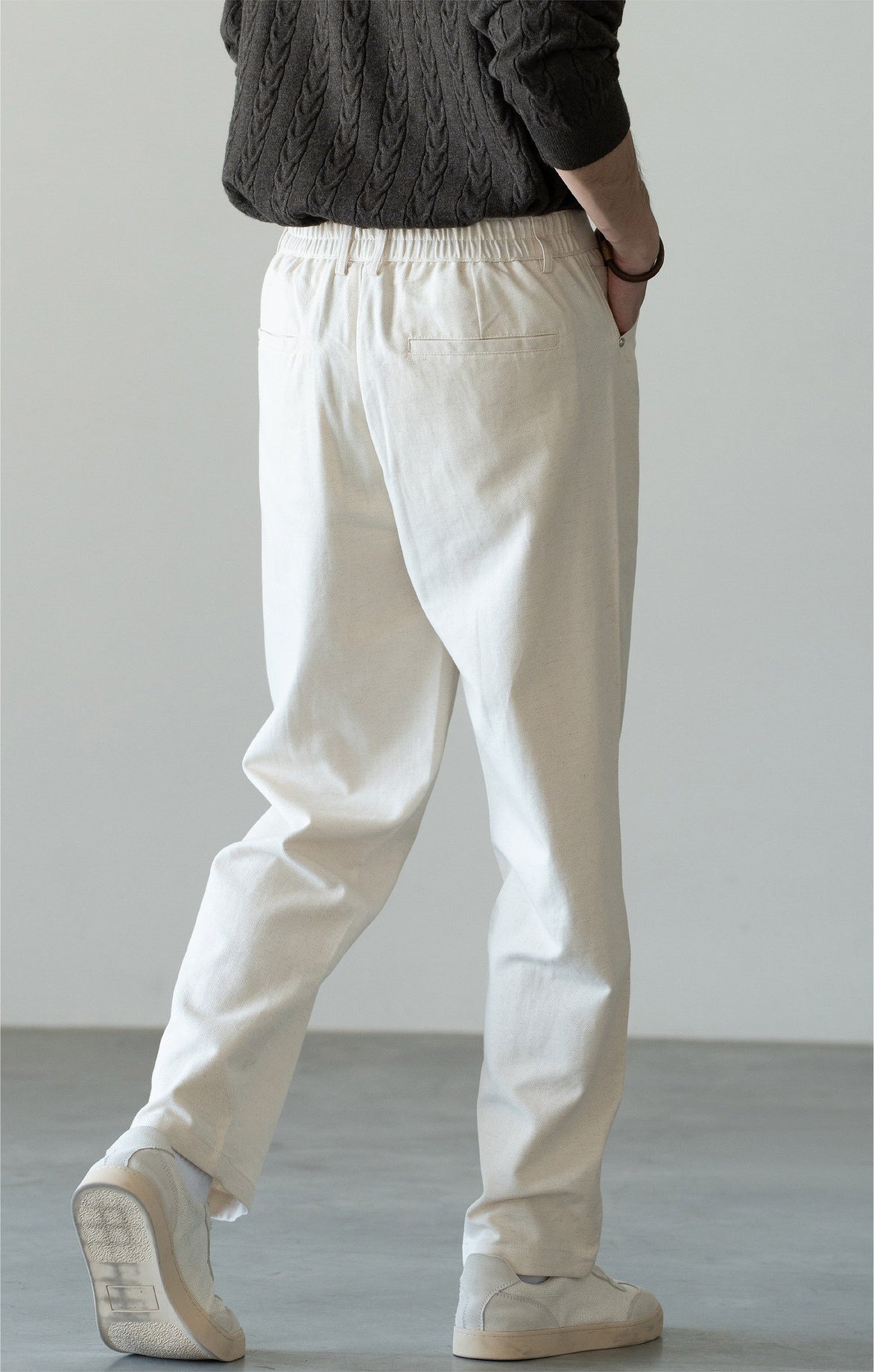 Men's Japanese-Textured 62% Cotton-Lyocell Cloud-Touch Straight Trousers - APRICOT