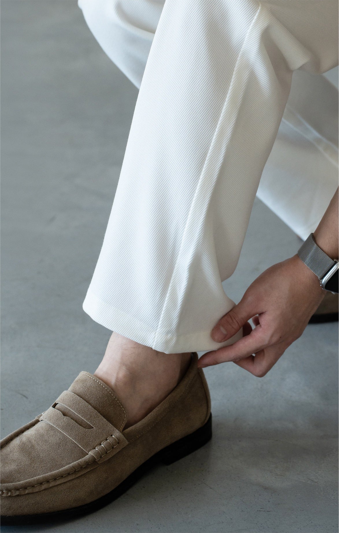 Men's Korean-Fit High-Stretch Lyocell Drape Travel Trousers – Wrinkle-Free - PEARL WHITE