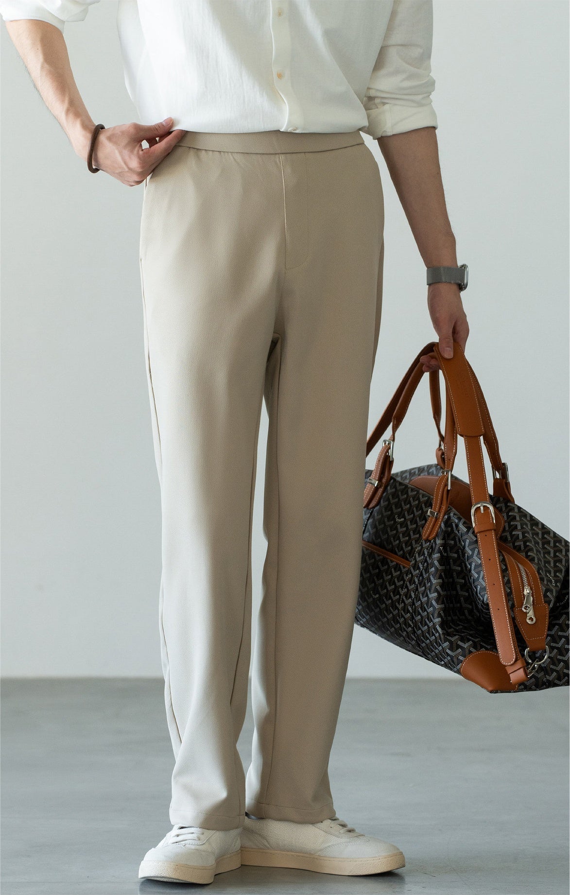 Men's Zero-Restriction Wrinkle-Free Travel Pants - Elastic Waist - KHAKI