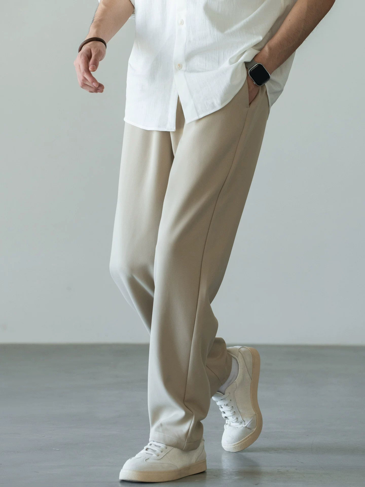 Men's Zero-Restriction Wrinkle-Free Travel Pants - Elastic Waist - KHAKI