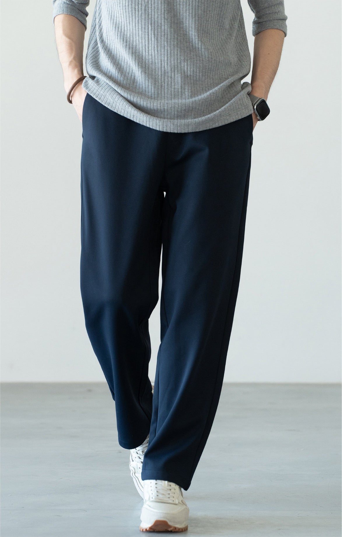 Men's Zero-Restriction Wrinkle-Free Travel Pants - Elastic Waist - NAVY