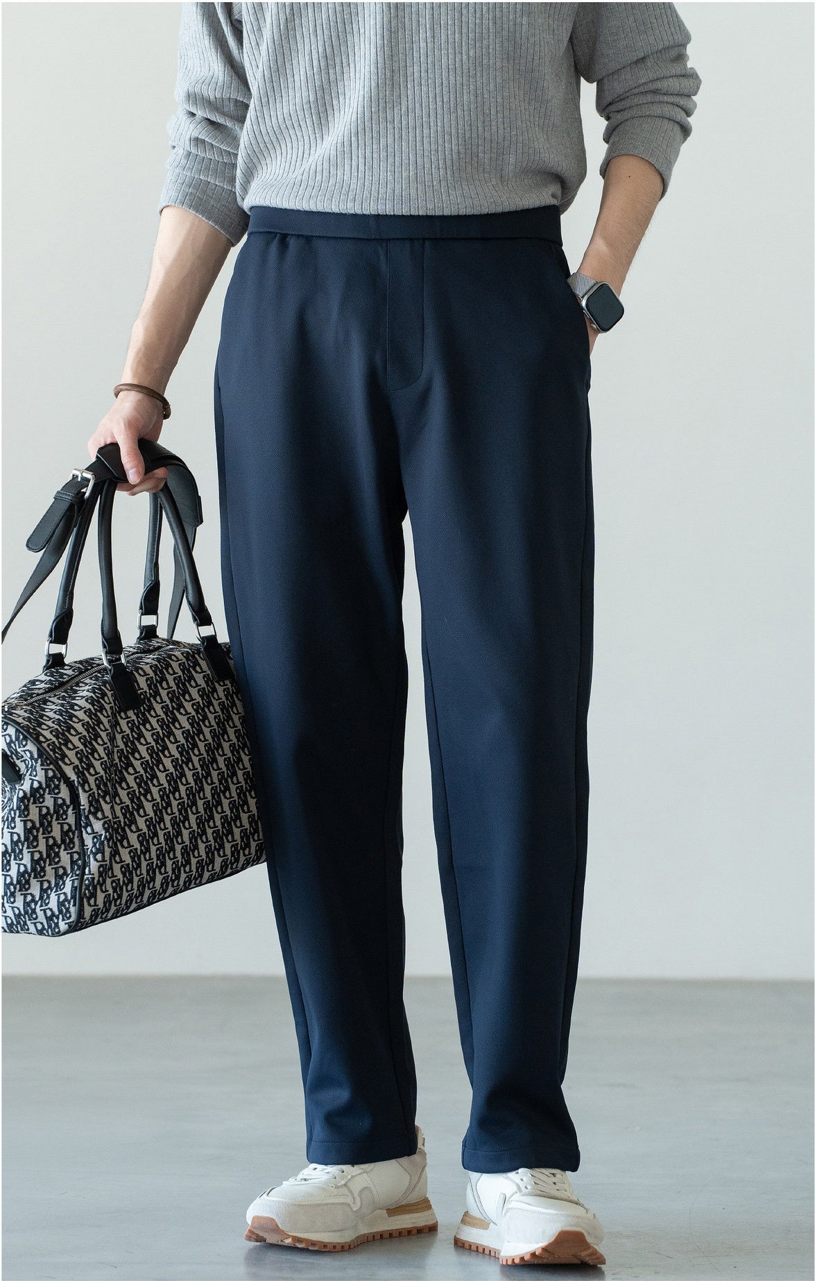 Men's Zero-Restriction Wrinkle-Free Travel Pants - Elastic Waist - NAVY
