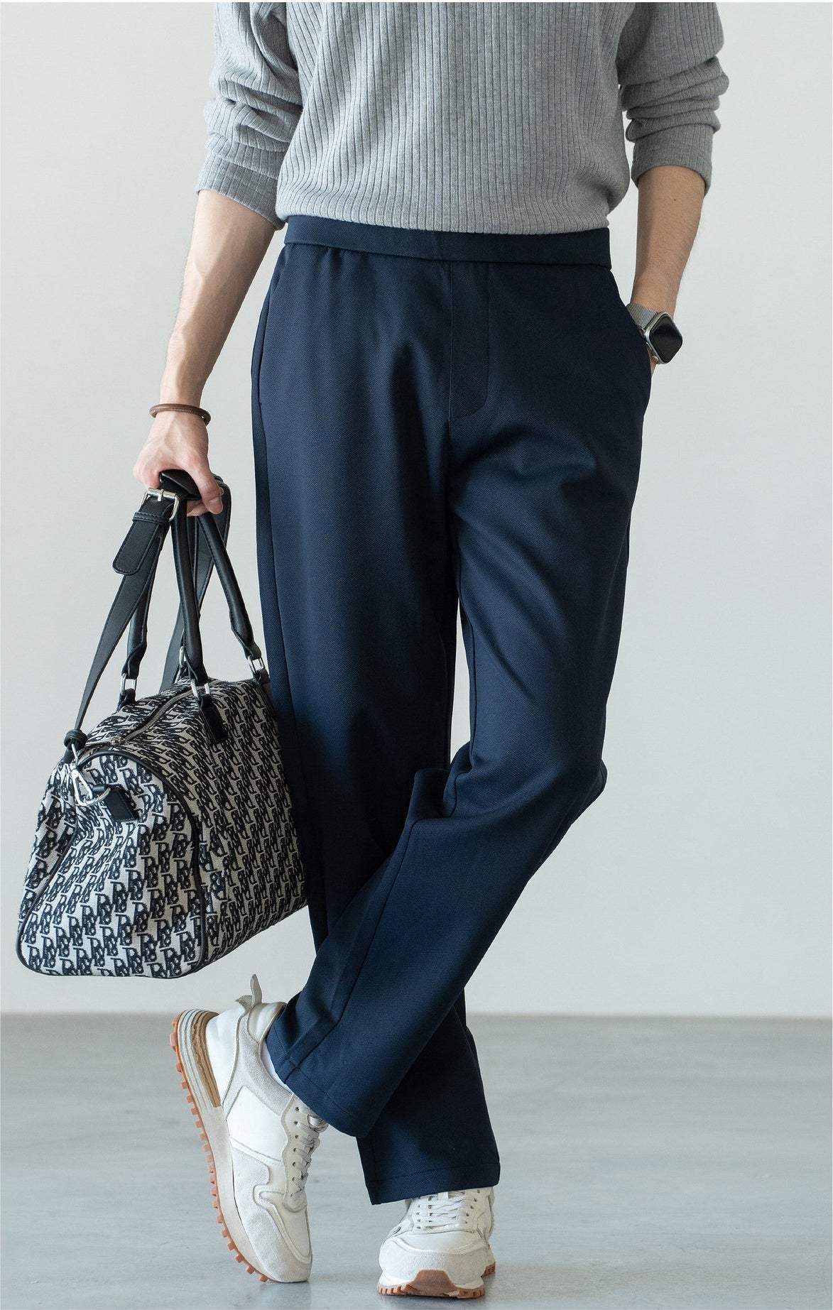 Men's Zero-Restriction Wrinkle-Free Travel Pants - Elastic Waist - NAVY