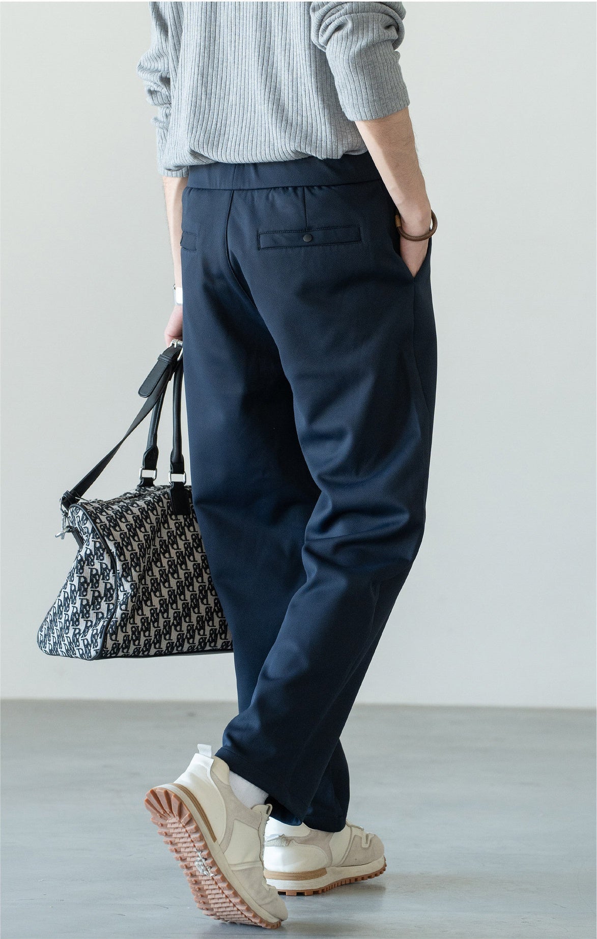 Men's Zero-Restriction Wrinkle-Free Travel Pants - Elastic Waist - NAVY