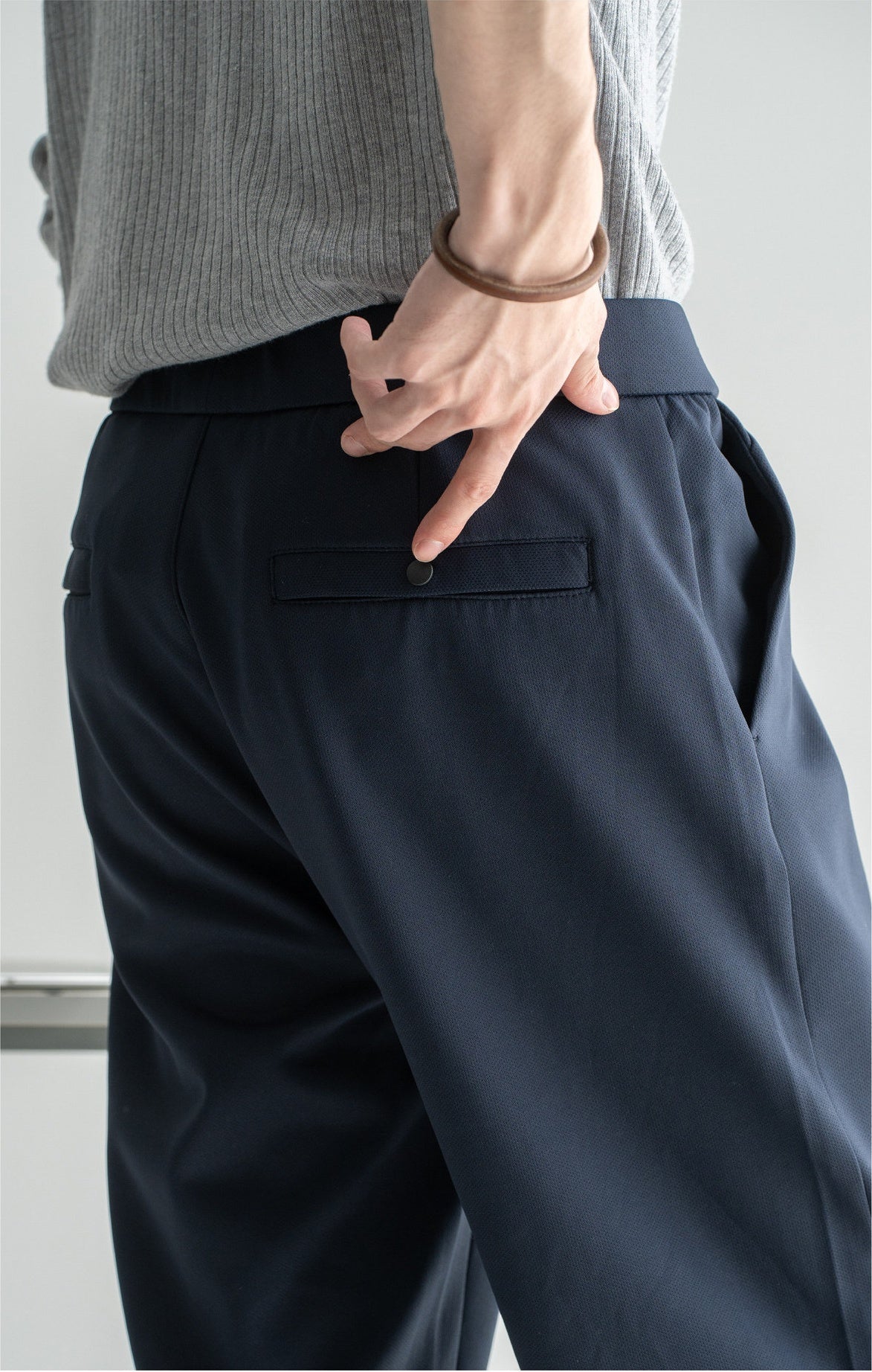 Men's Zero-Restriction Wrinkle-Free Travel Pants - Elastic Waist - NAVY