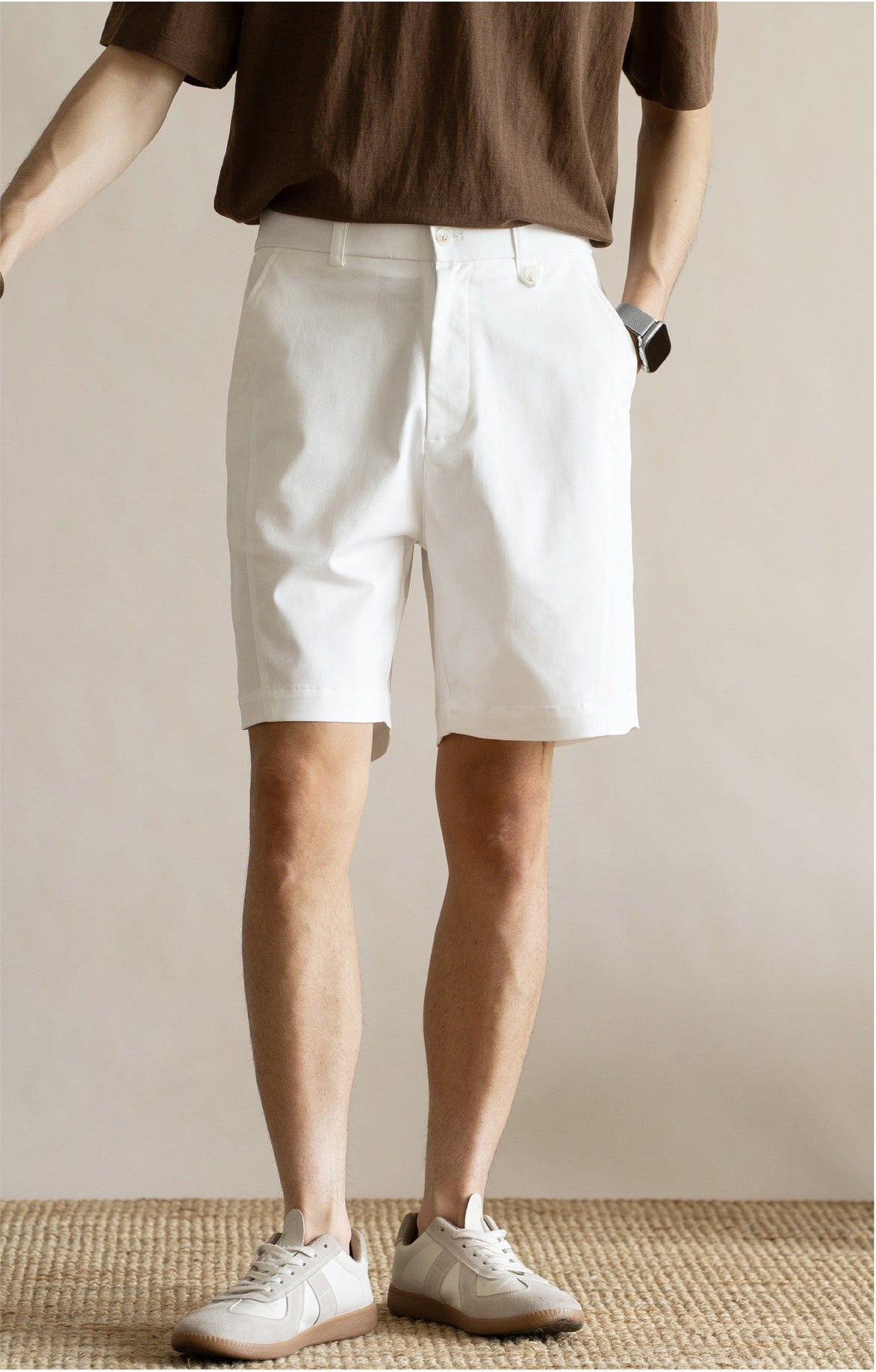 Men's Old Money 49% Cotton-Lyocell Stretch Comfort Shorts - WHITE