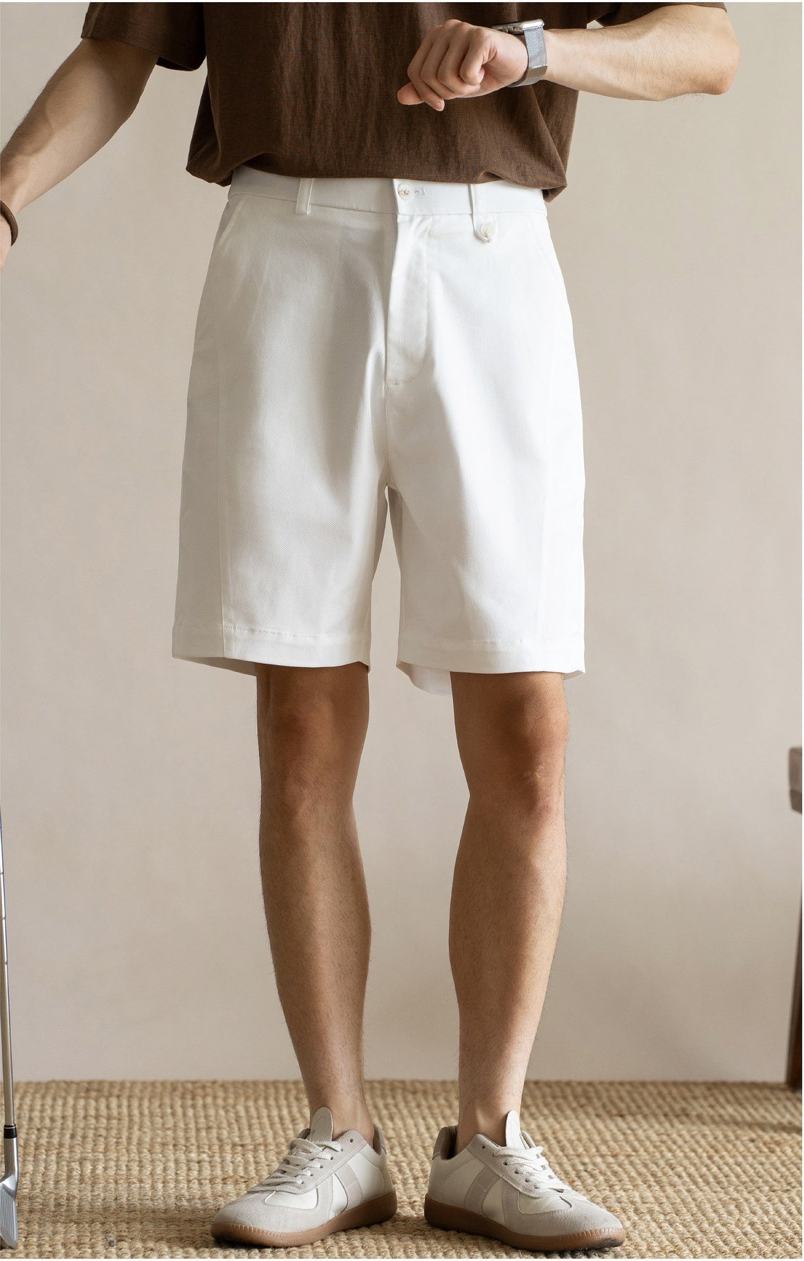 Men's Old Money 49% Cotton-Lyocell Stretch Comfort Shorts - WHITE