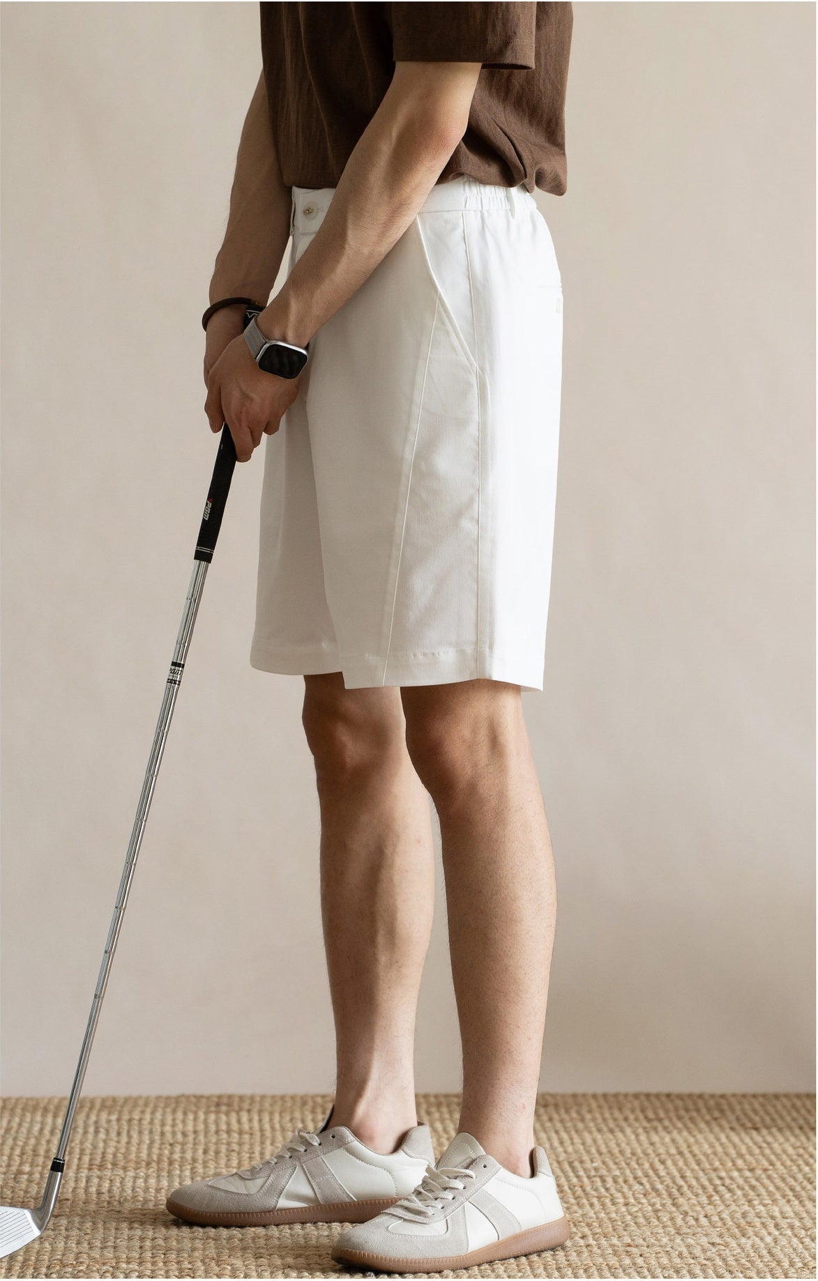 Men's Old Money 49% Cotton-Lyocell Stretch Comfort Shorts - WHITE