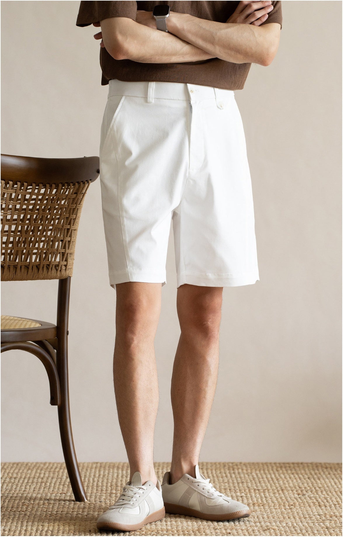 Men's Old Money 49% Cotton-Lyocell Stretch Comfort Shorts - WHITE