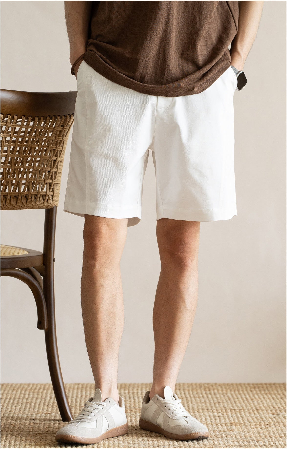 Men's Old Money 49% Cotton-Lyocell Stretch Comfort Shorts - WHITE